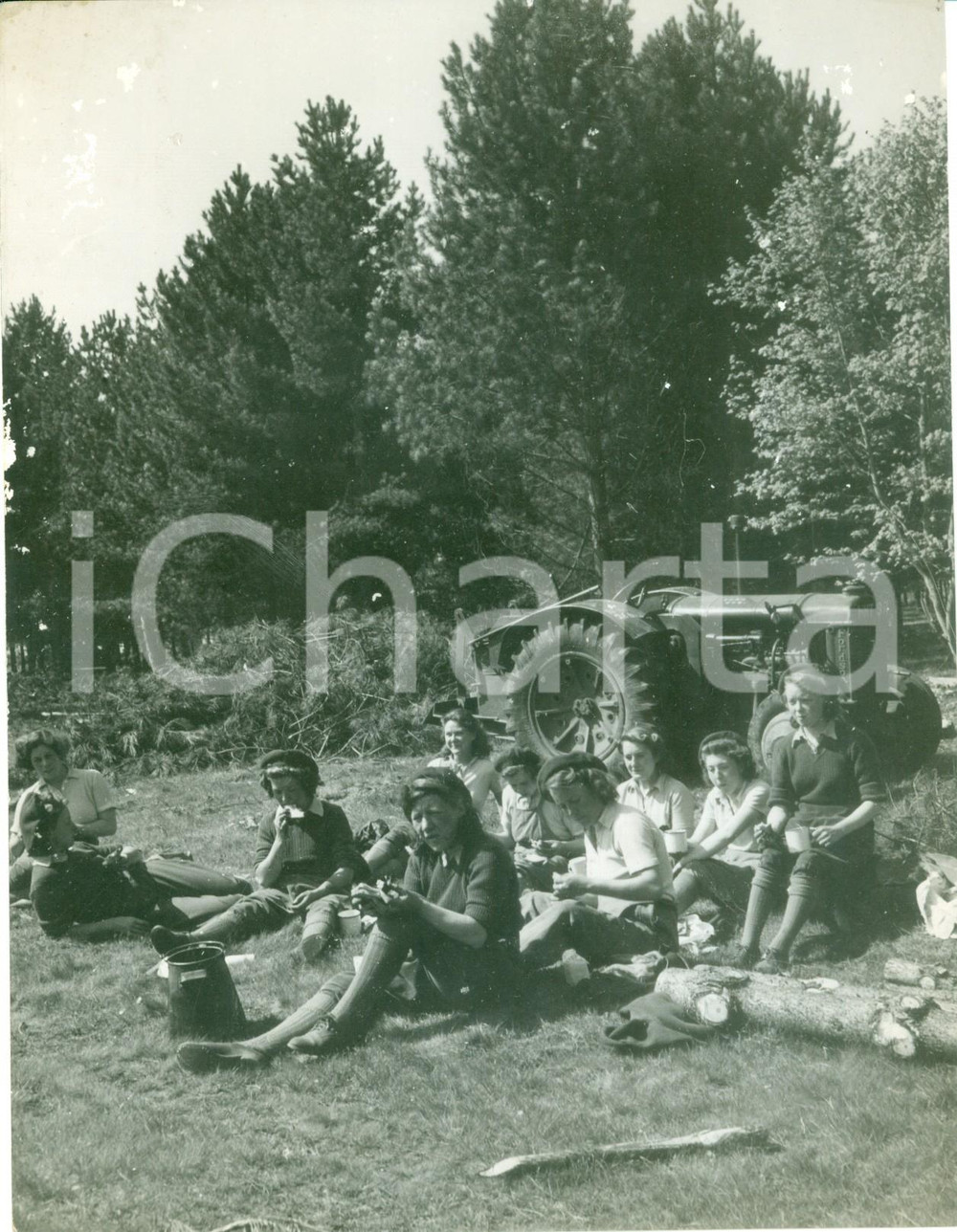 Fotografia d epoca originale 1941 CULFORD UK WW2 Giovani Lumberjills al Women s Land Army Training Camp 1