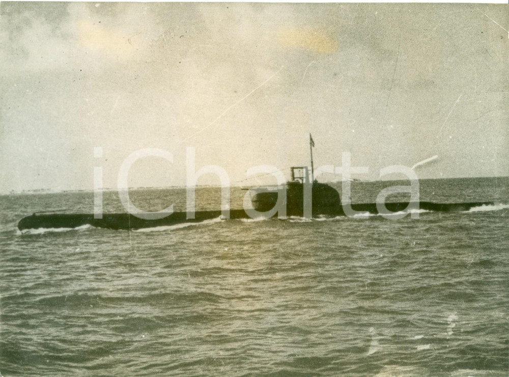 Fotografia d epoca originale 1942 GUERRA NAVALE WW2 Sommergibile HMS PROTEUS torna in INGHILTERRA Fotografia 1