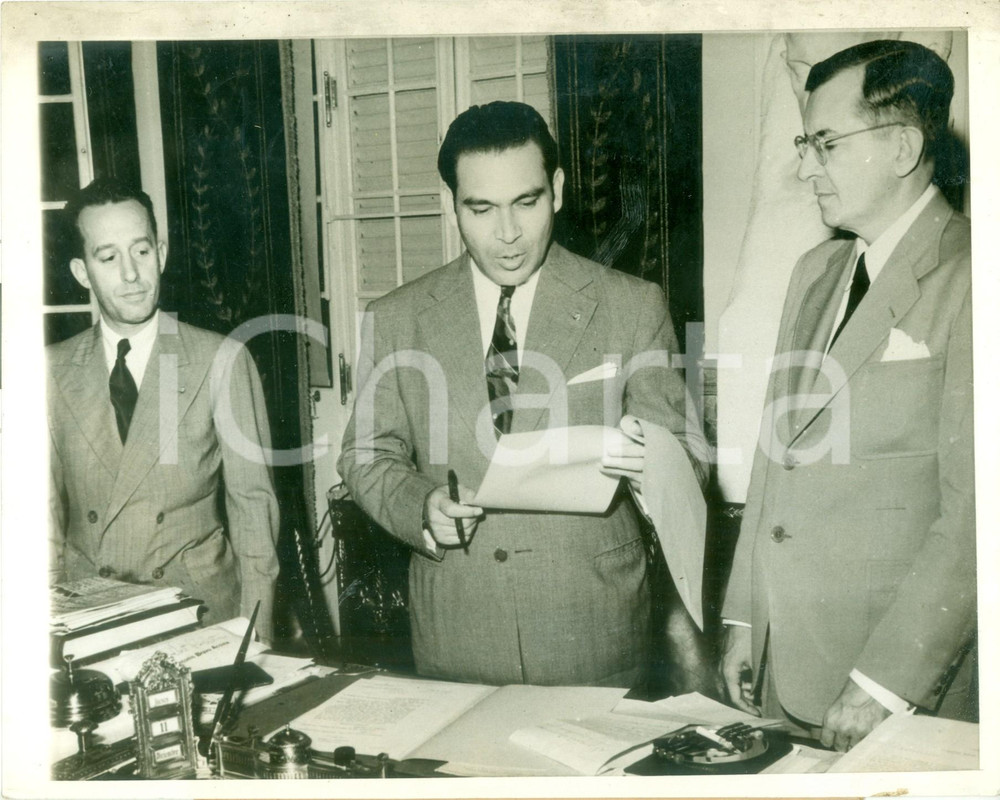 Fotografia d epoca originale 1941 HAVANA CUBA WW2 Fulgencio BATISTA dichiara guerra a ITALIA e GERMANIA 1