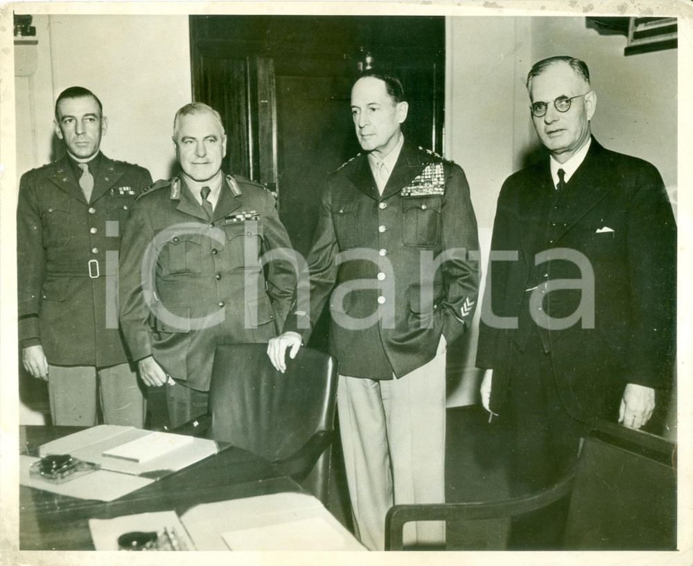 Fotografia d epoca originale 1942 AUSTRALIA WW2 Douglas MacARTHUR Sir Thomas BLAMEY John CURTIN Fotografia 1