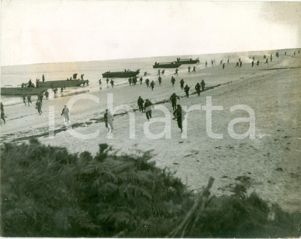 Fotografia d epoca originale 1940 ca INGHILTERRA WW2 Soldati dello U.S. RANGER BATTALION si addestrano FOTO 1