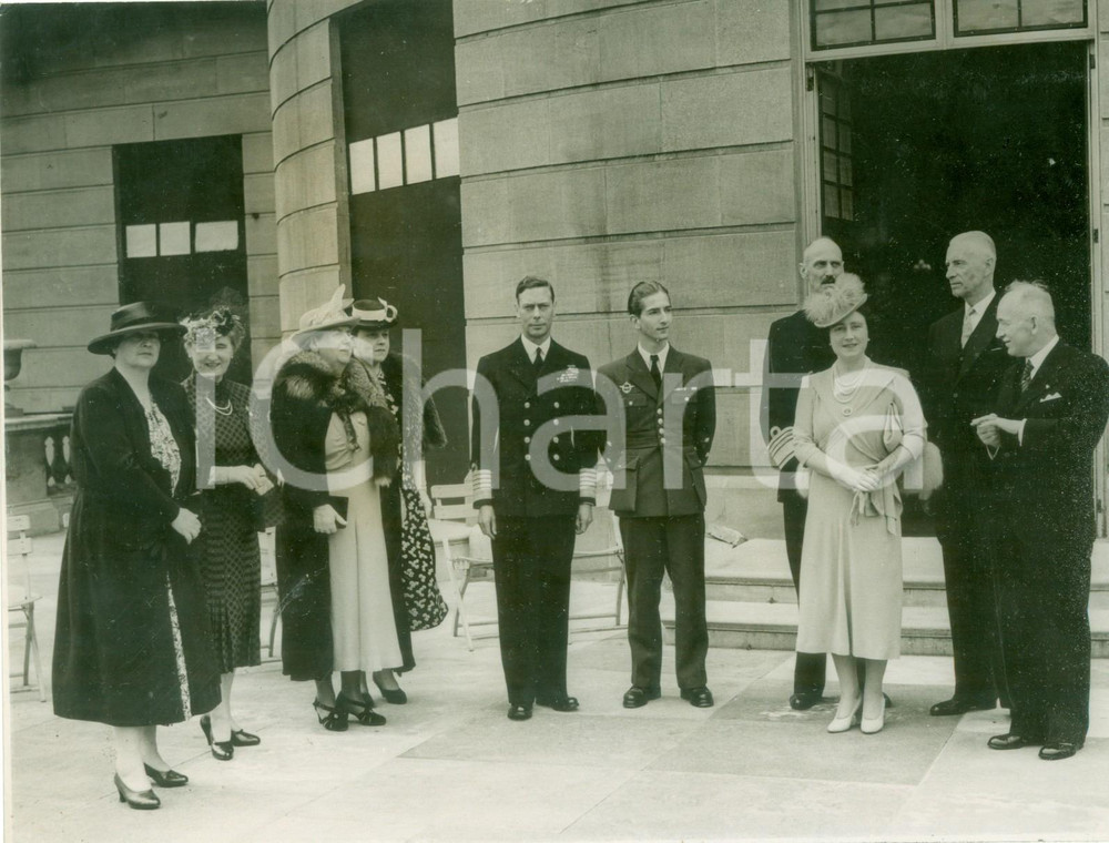 Fotografia d epoca originale 1940 ca LONDON Giorgio VI Maria di JUGOSLAVIA Guglielmina dei PAESI BASSI Foto 1