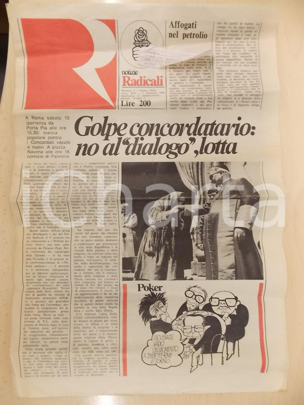 Giornale, rivista storica 1979 NOTIZIE RADICALI Un nuovo colpo di mano di ANDREOTTI sul Concordato? 1