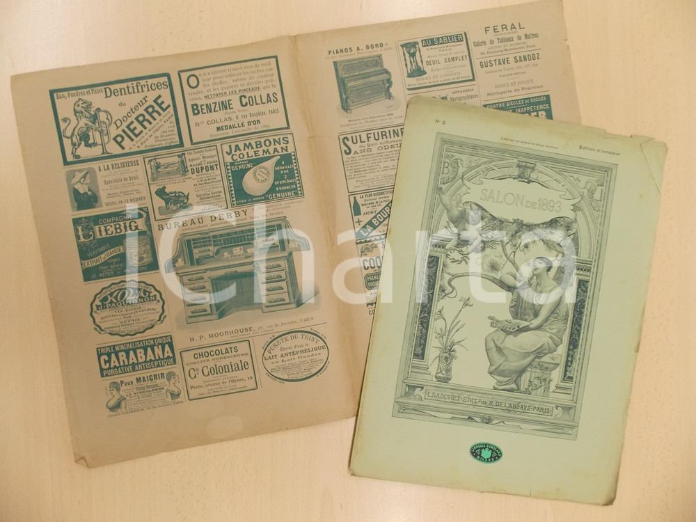 Materiale pubblicitario d’epoca 18921893  Rivista SALON Ed. BASCHET Lotto 2 copertine PUBBLICITA  VINTAGE 1