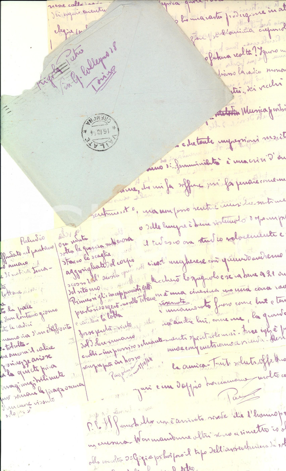 Autografo originale 1944 TORINO Ossi di seppia di MONTALE é un capolavoro Pietro RIGOLA Autografo 1