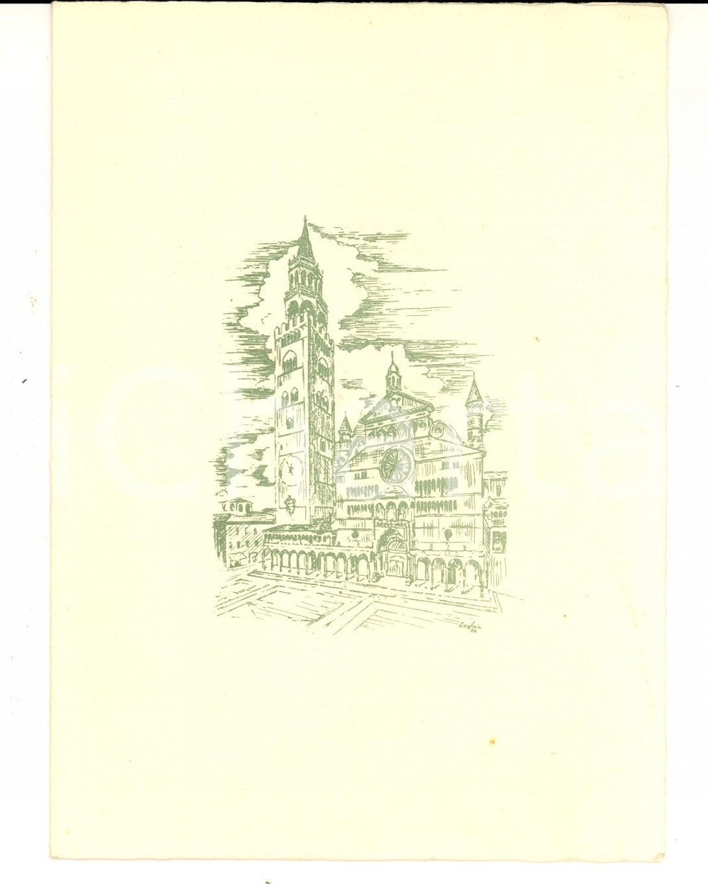 Oggetto da collezione cartaceo 1960 ca CREMONA Duomo e Torrazzo Biglietto auguri VINTAGE 13x17 cm 1