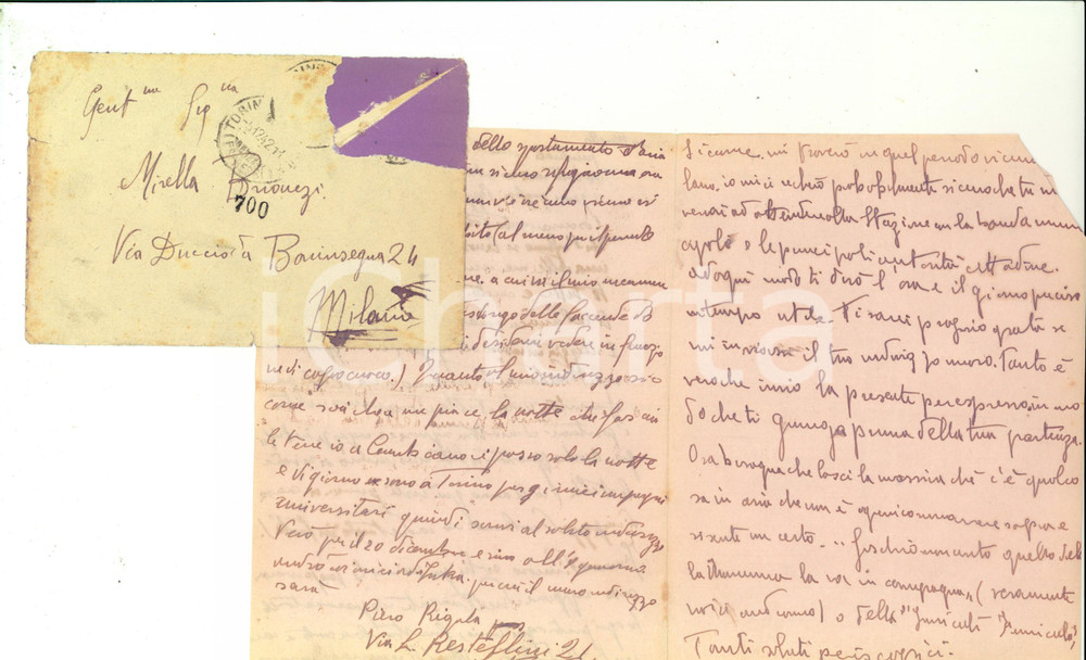 Autografo originale 1942 WW2 TORINO Pietro RIGOLA a riveder le stelle dopo le bombe Autografo 1