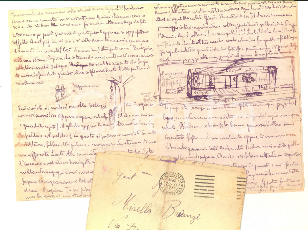 Autografo originale 1942 TORINO L universitÃ  puzza di antico e di mummie Autografo Pietro RIGOLA 1