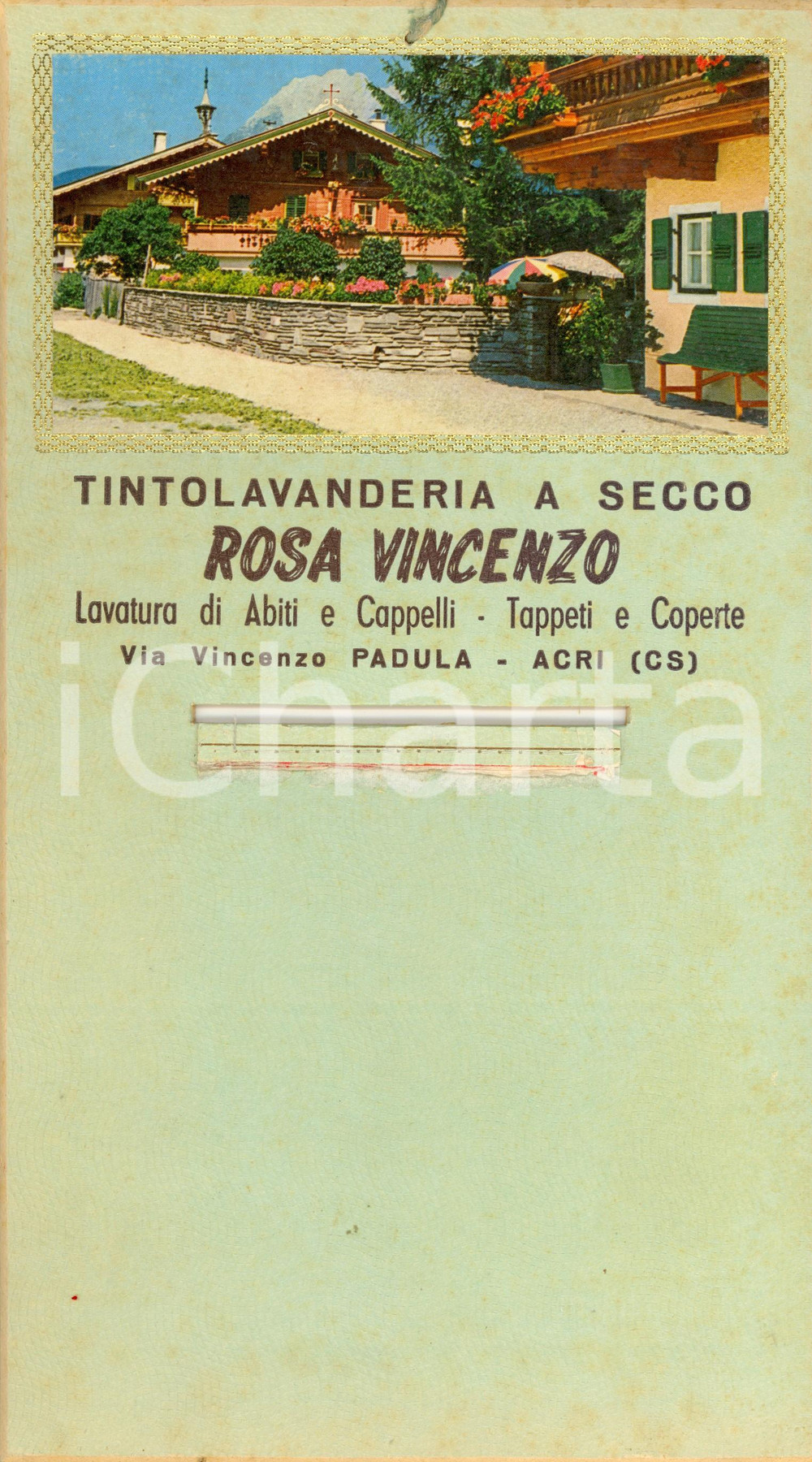 Fotografia d epoca originale 1960 ca ACRI CS Tintolavanderia a secco ROSA VINCENZO Portacalendario 1