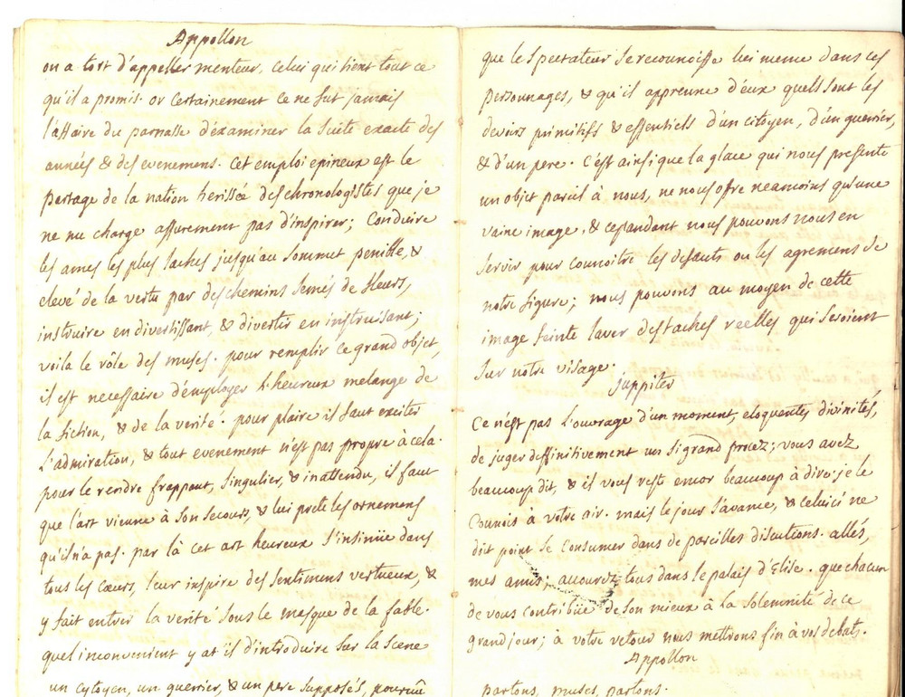 Manoscritto, lettera originale 1770 ca METASTASIO Il Parnaso accusato e difeso  Versione francese manoscritta 1