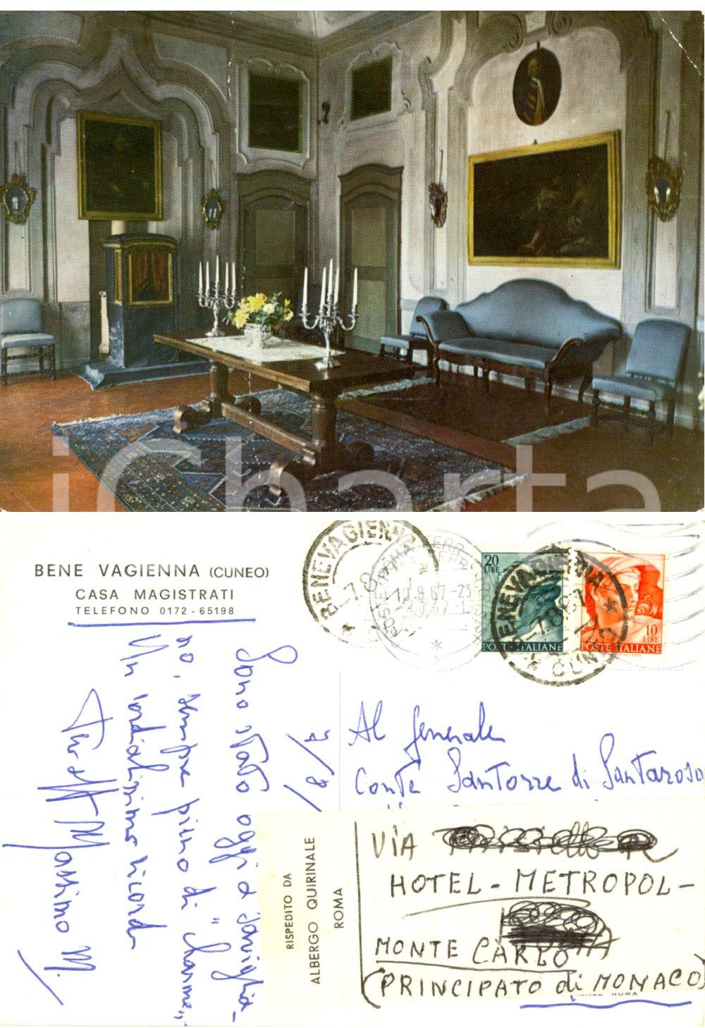 Autografo originale 1967 BENE VAGIENNA CN Casa MAGISTRATI Cartolina autografo Massimo MAGISTRATI 1