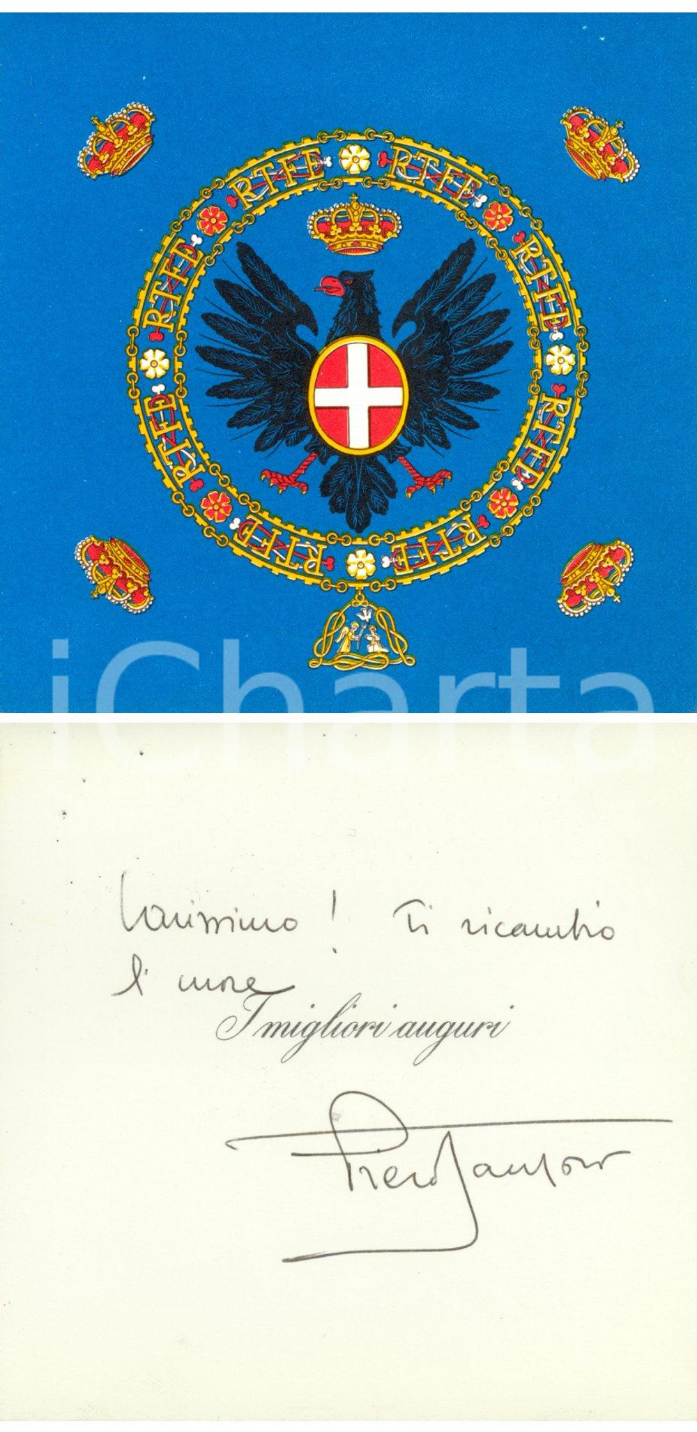 Oggetto da collezione cartaceo 1970 ca Reggimento FANTERIA Sabaudo  Biglietto augurale Piero SANTORO 1