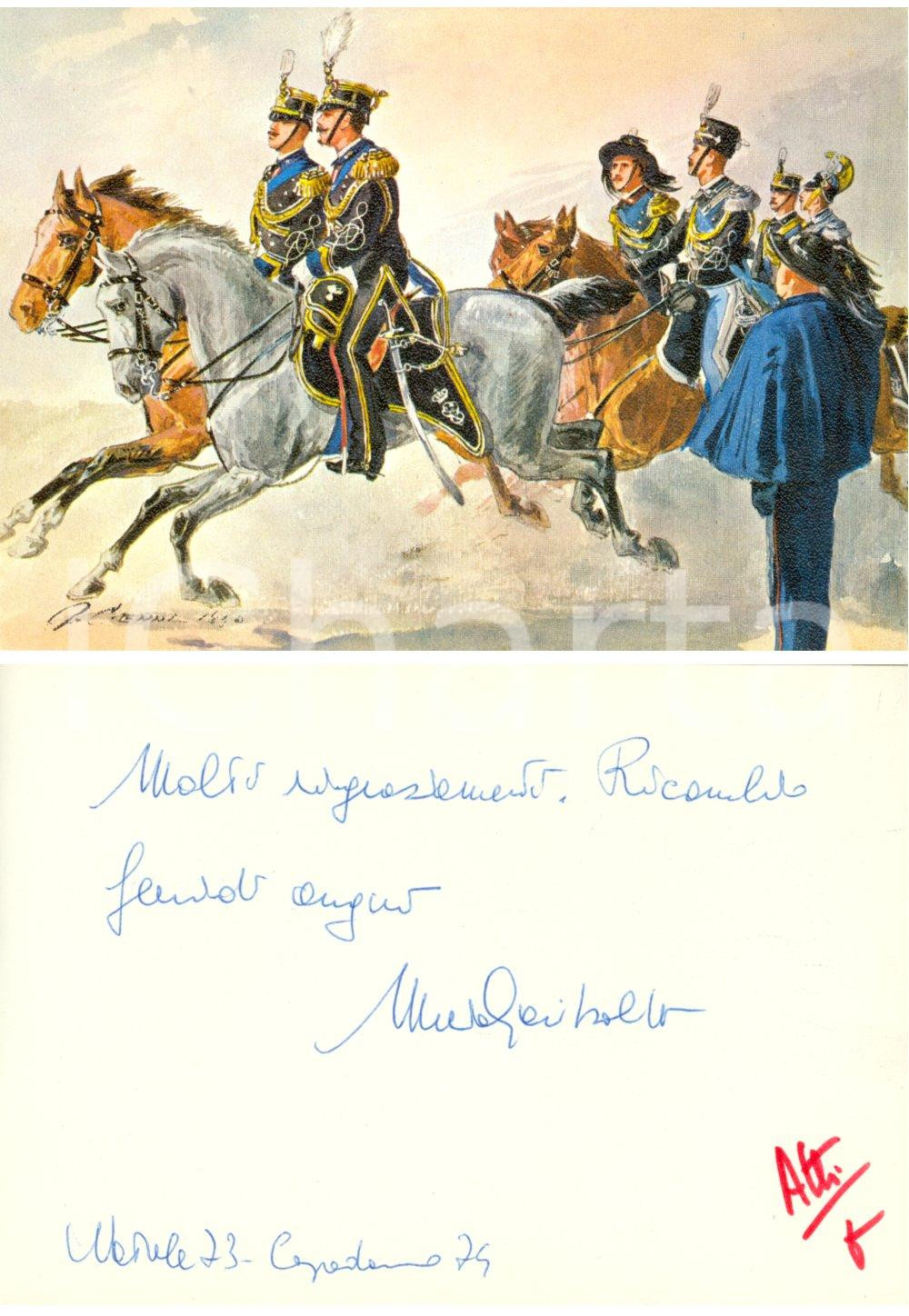 Autografo originale 1974 ESERCITO ITALIANO Ufficiali di Sua MaestÃ  Biglietto gen. Mario GARIBOLDI 1