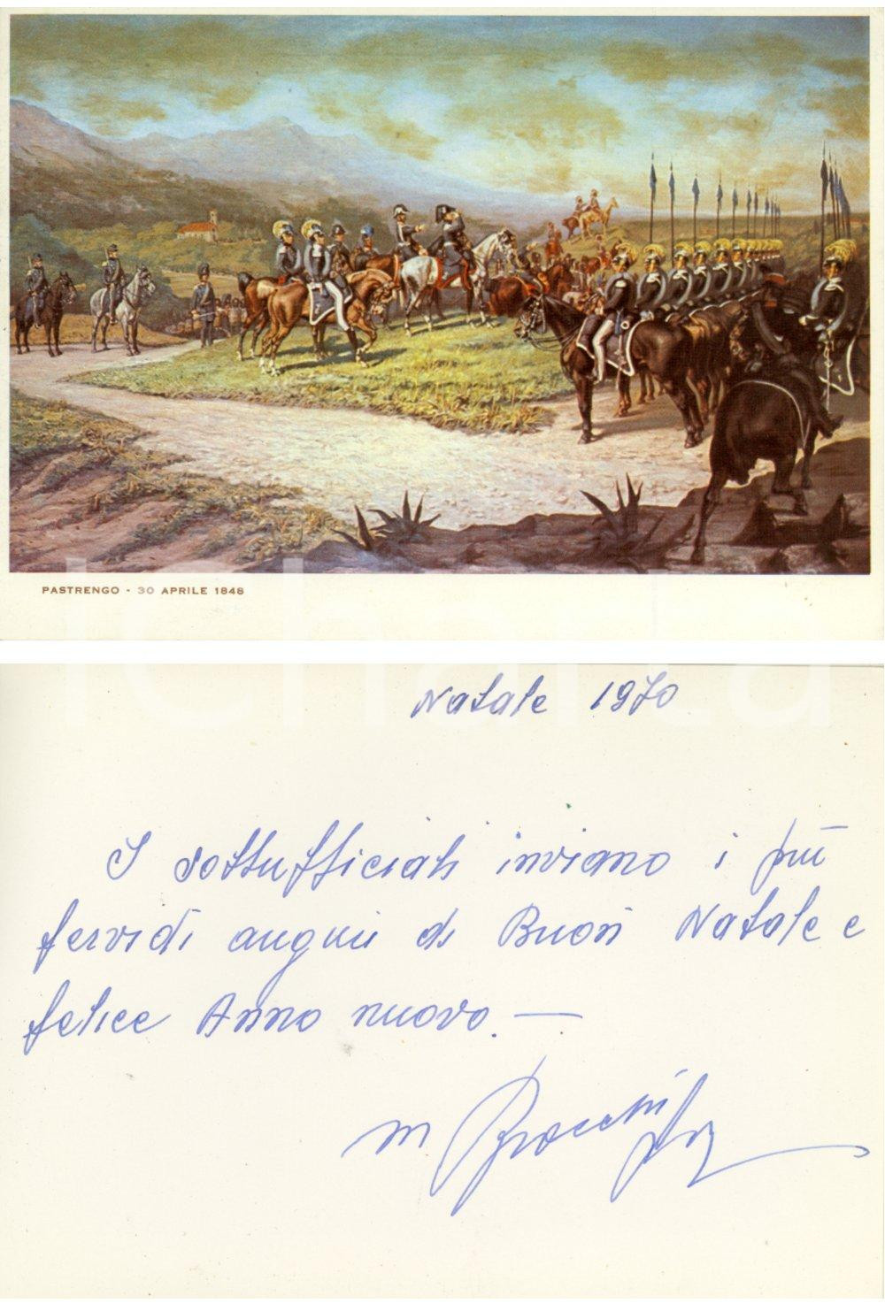 Oggetto da collezione cartaceo 1970 ESERCITO ITALIANO Battaglia di Pastrengo Biglietto augurale M. BROCCHI 1