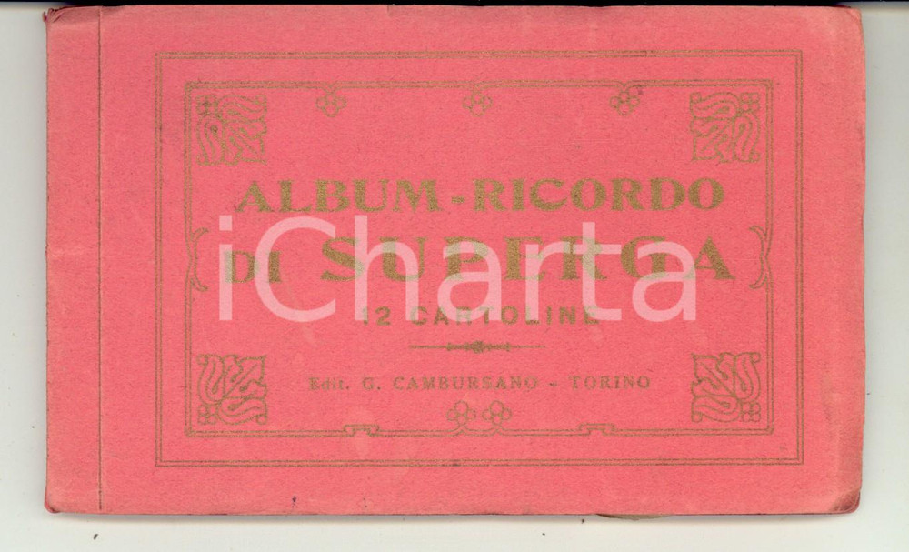 Materiale pubblicitario d’epoca 1920 ca TORINO SUPERGA Album ricordo illustrato 12 cartoline TURISMO VINTAGE 1