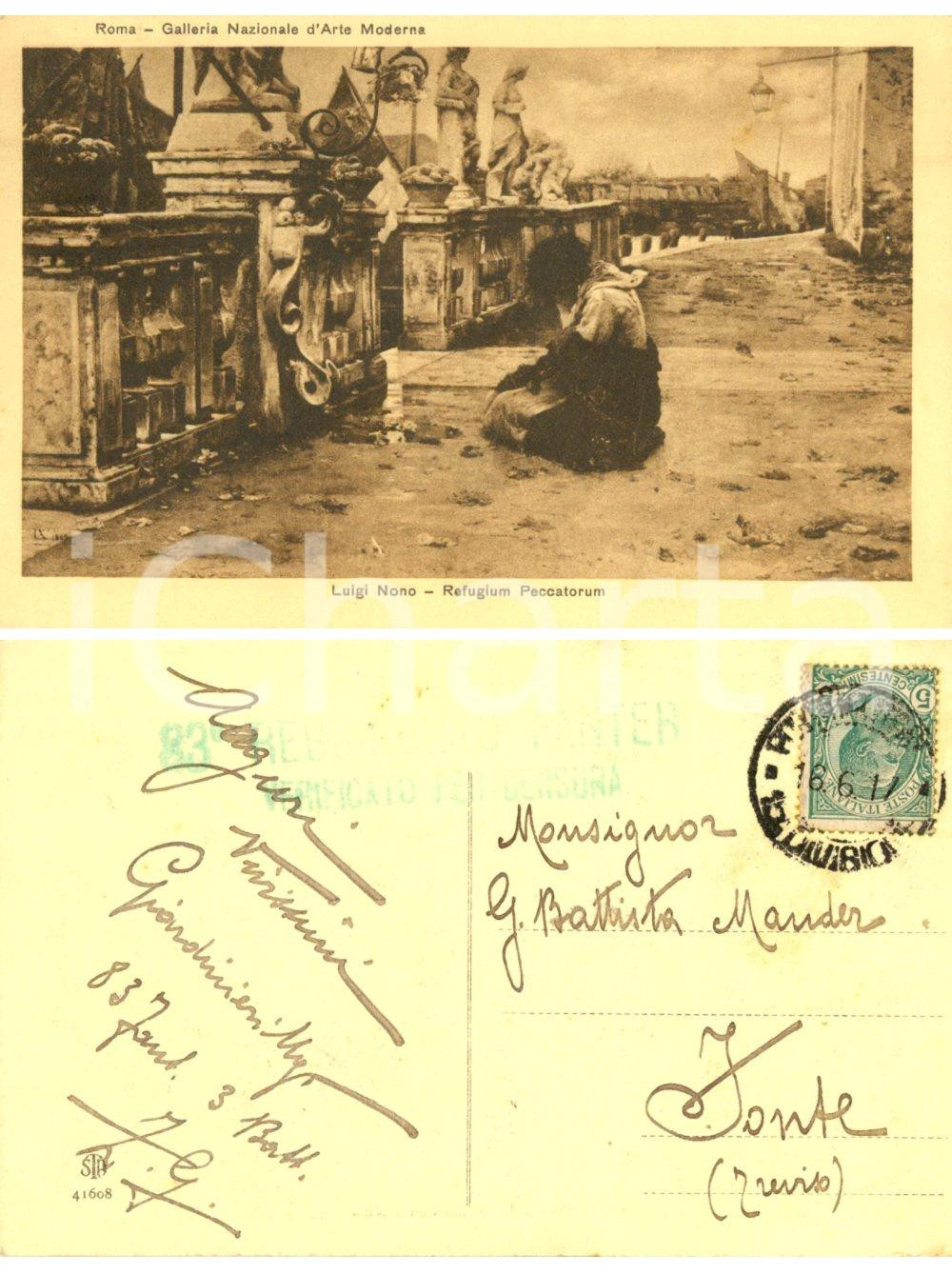 Autografo originale 1917 WW1 ZONA DI GUERRA Cartolina Ugo GIARDINIERI a mons. MANDER Autografo 1