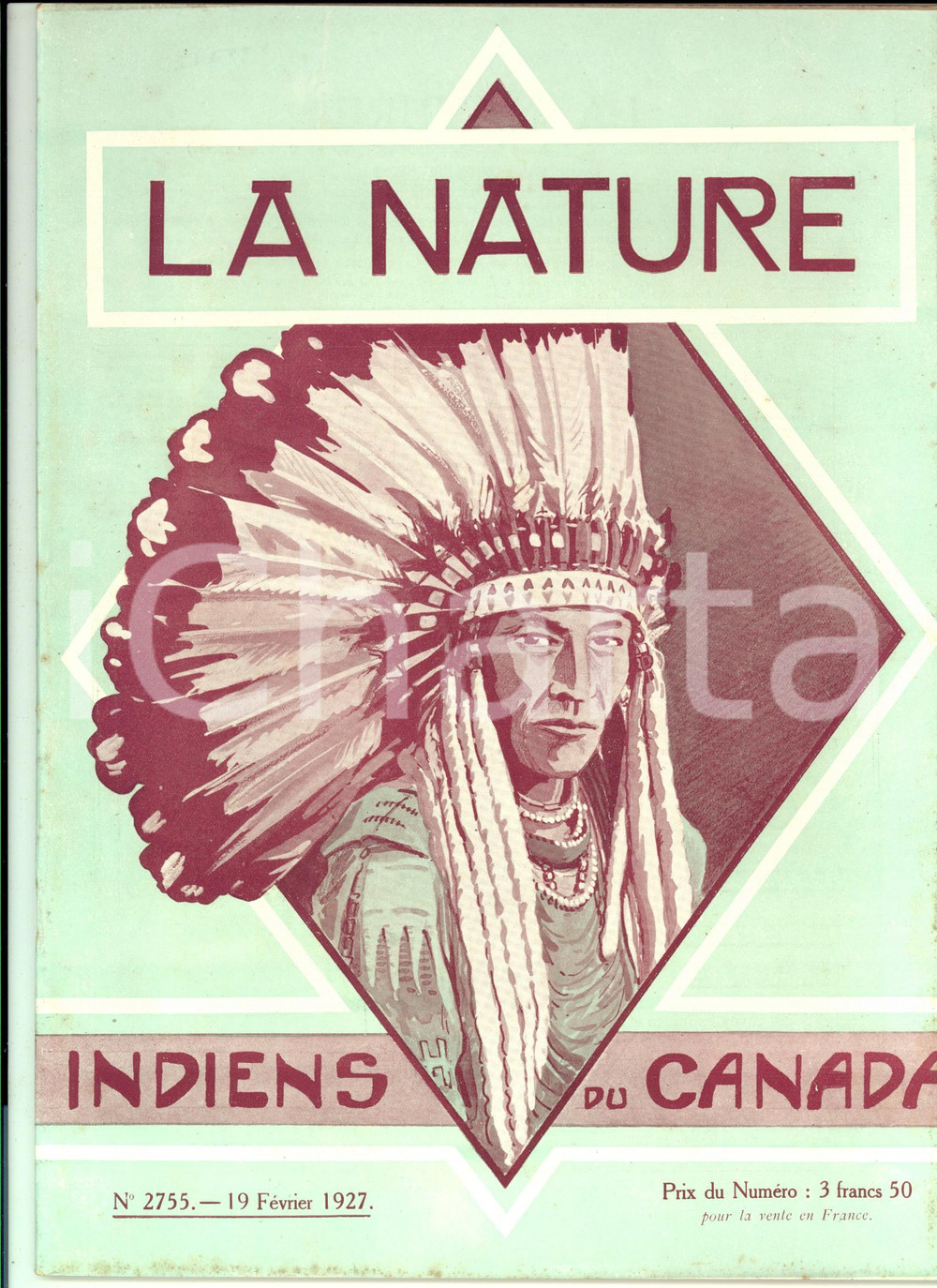 Giornale, rivista storica 1927 LA NATURE Indiens du Canada Revue ILLUSTREE nÂ° 2753 1