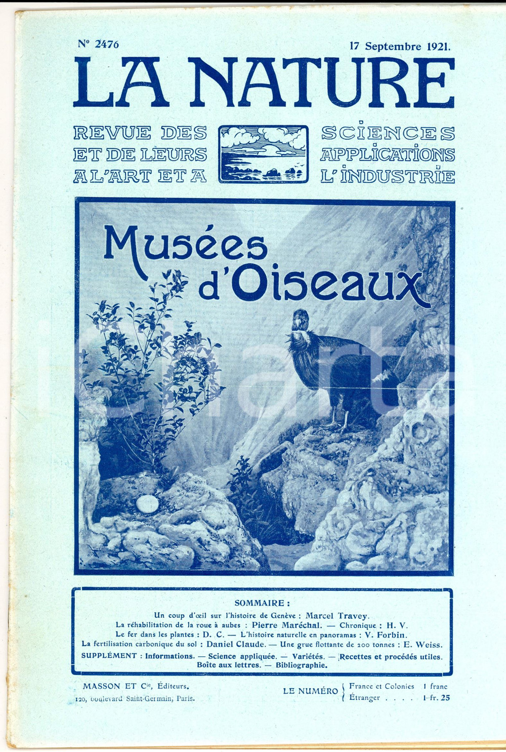 Giornale, rivista storica 1921 LA NATURE La grue MAMMOTH de 200 tonnes Revue ILLUSTREE SCIENCE nÂ° 2476 1