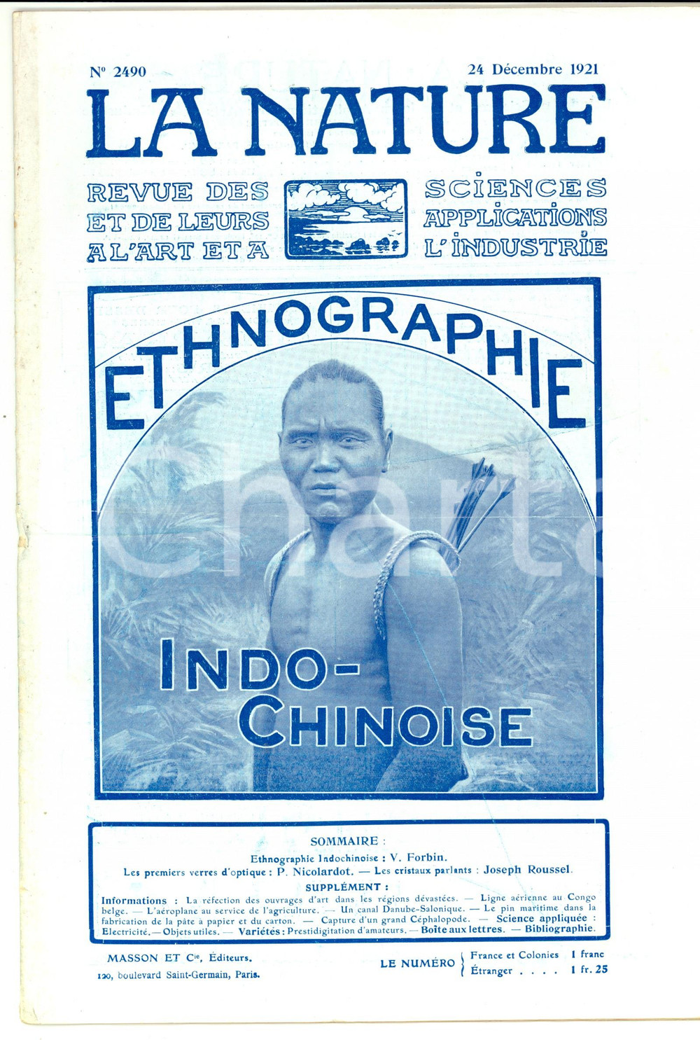 Giornale, rivista storica 1921 LA NATURE Ethnographie indochinoise Revue ILLUSTREE SCIENCE nÂ° 2490 1