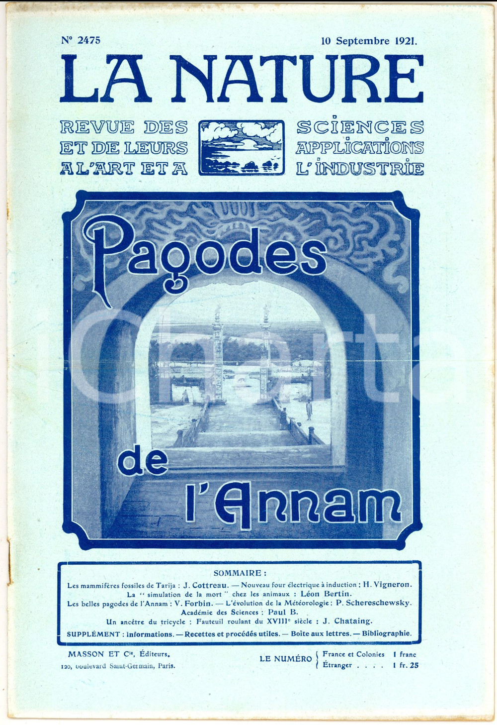 1921 LA NATURE Pagodes de l'Annam *Revue ILLUSTREE SCIENCE n° 2475