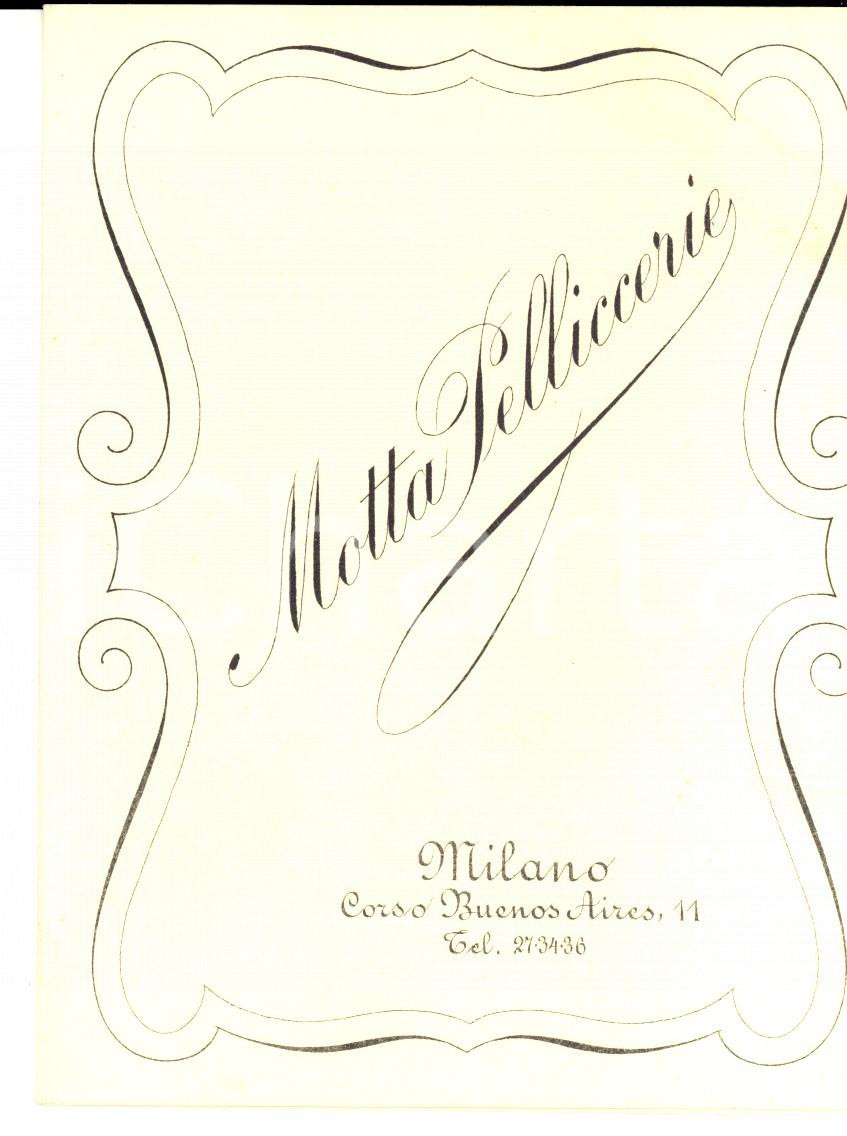 Materiale pubblicitario d’epoca 194950 MILANO Pelliccerie MOTTA Biglietto nuova collezione PUBBLICITARIO 1