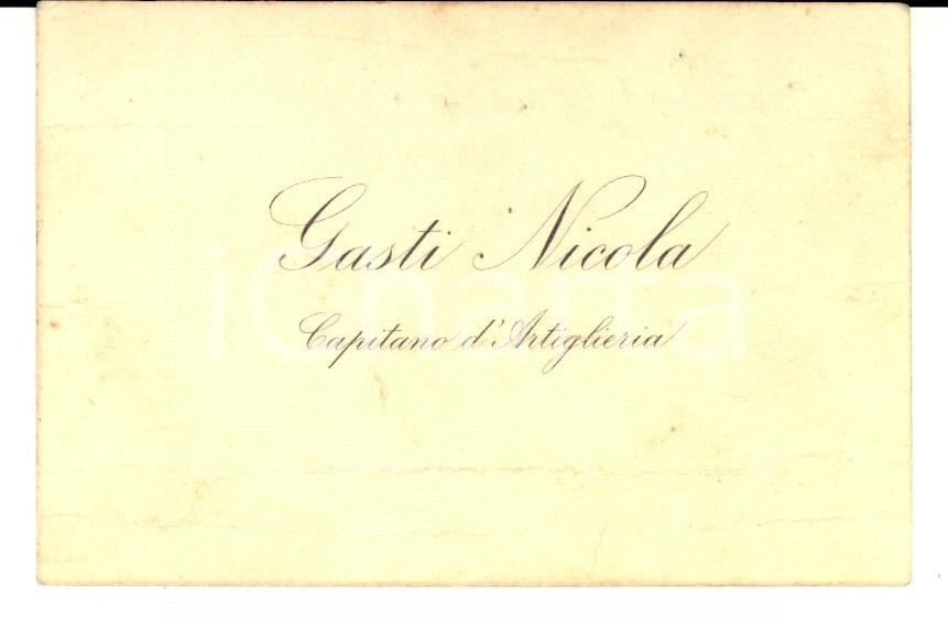 Oggetto da collezione cartaceo 1910 ca Biglietto da visita NICOLA GASTI Capitano di artiglieria 1