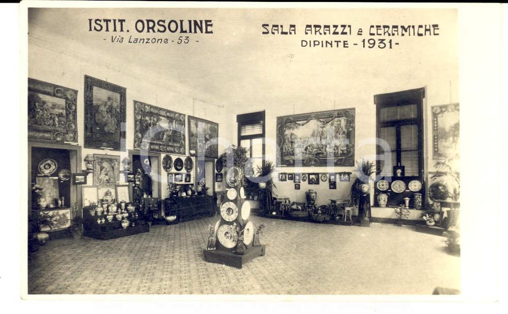 Fotografia d epoca originale 1931 MILANO Orsoline di San Carlo  Sala arazzi e ceramiche Foto seriale 1