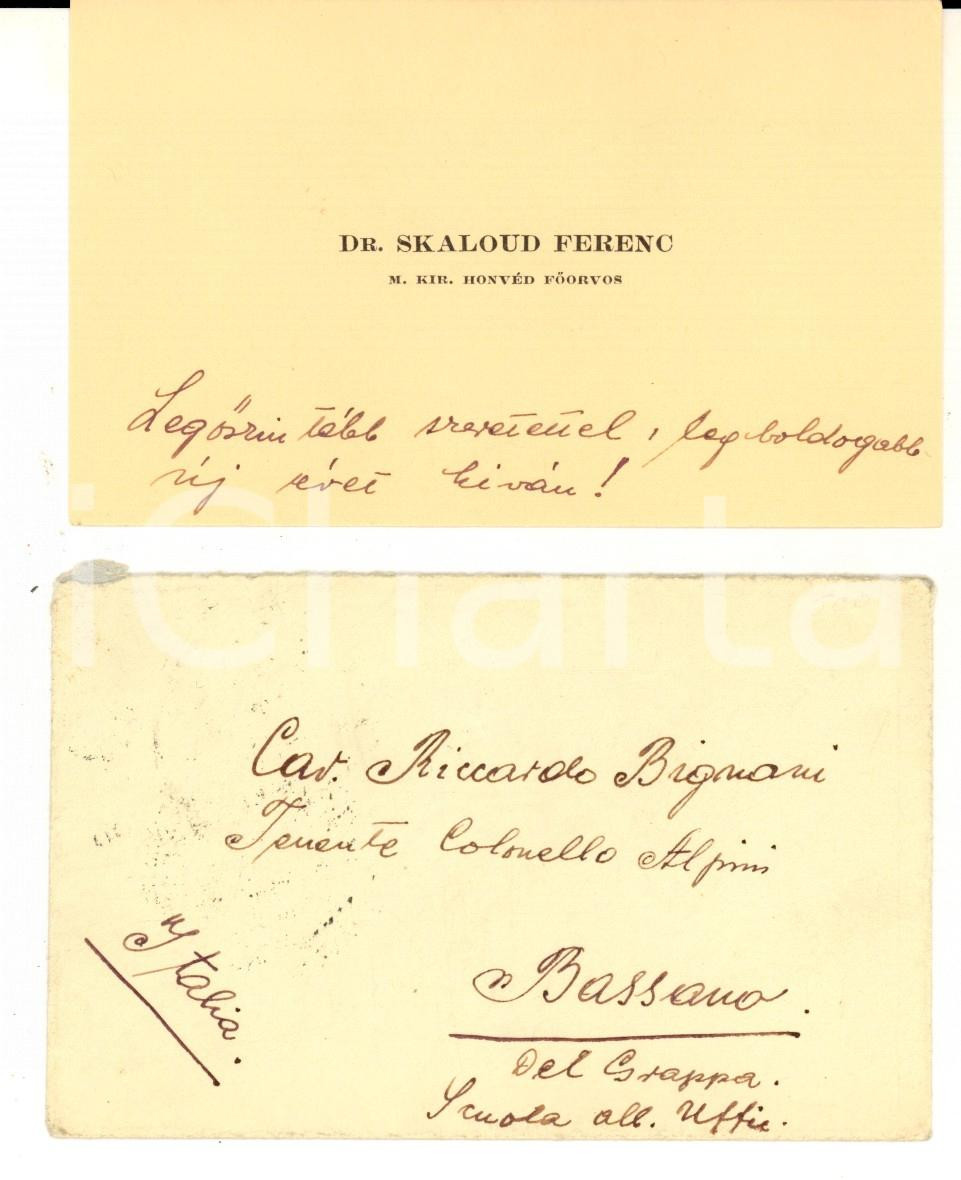 Autografo originale 1936 NAGYKANISZA UNGHERIA Dr. SKALOUD FERENC Biglietto da visita con AUTOGRAFO 1