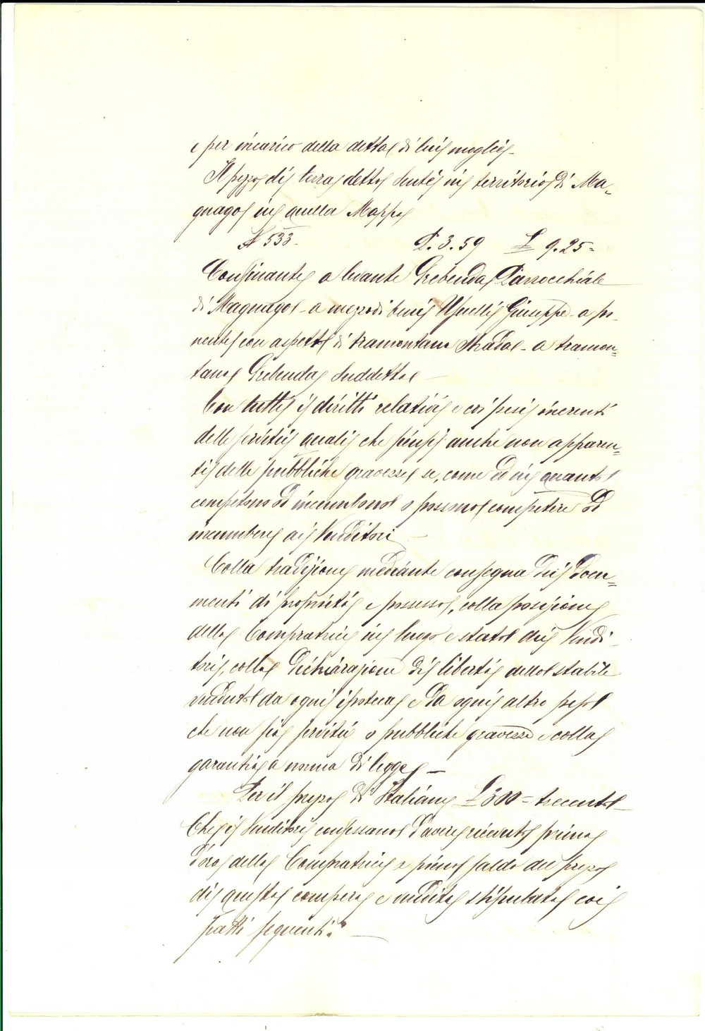 Documento originale, autentico 1890 MAGNAGO MI Gaetano e Giuseppe RIVOLTA vendono terra alla sorella 1