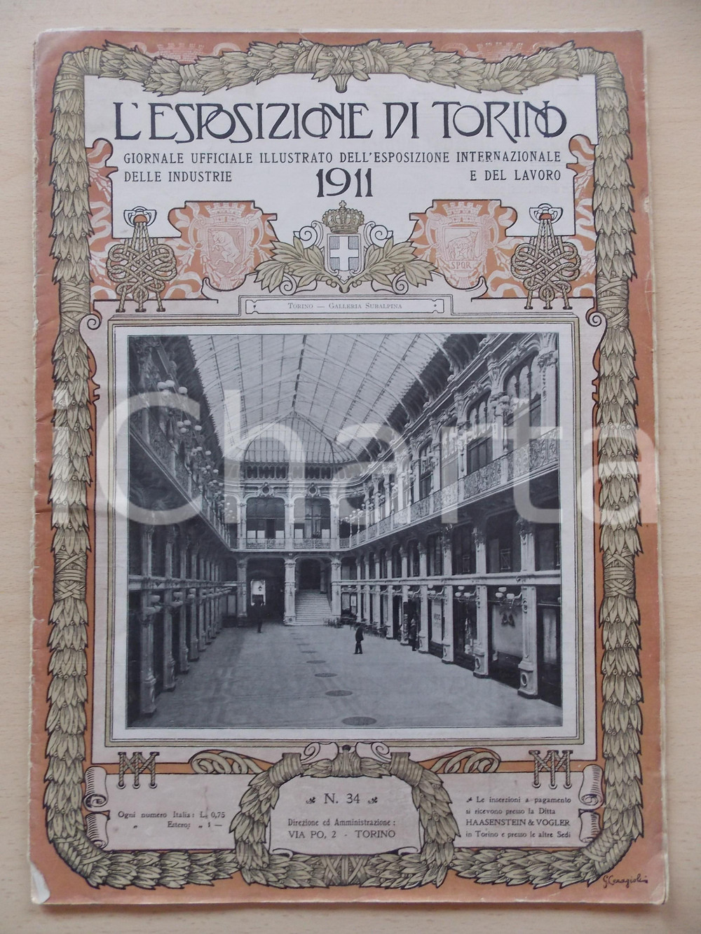 Giornale, rivista storica 1911 L ESPOSIZIONE DI TORINO Palazzo della Francia Rivista nÂ° 34 DANNEGGIATA 1