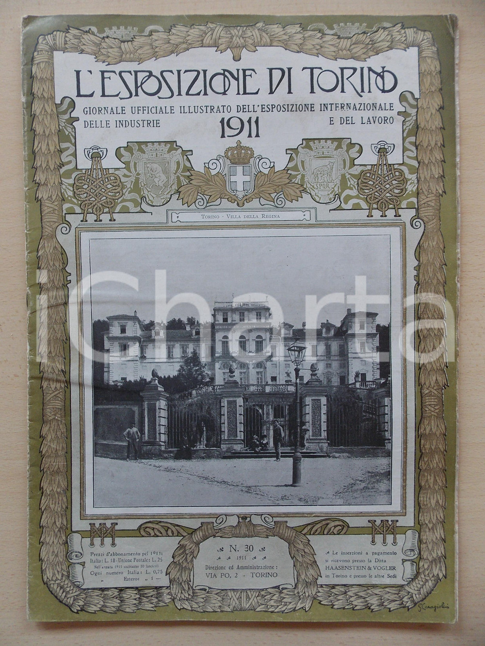 Giornale, rivista storica 1911 L ESPOSIZIONE DI TORINO Villa della Regina Rivista anno II nÂ° 30 1