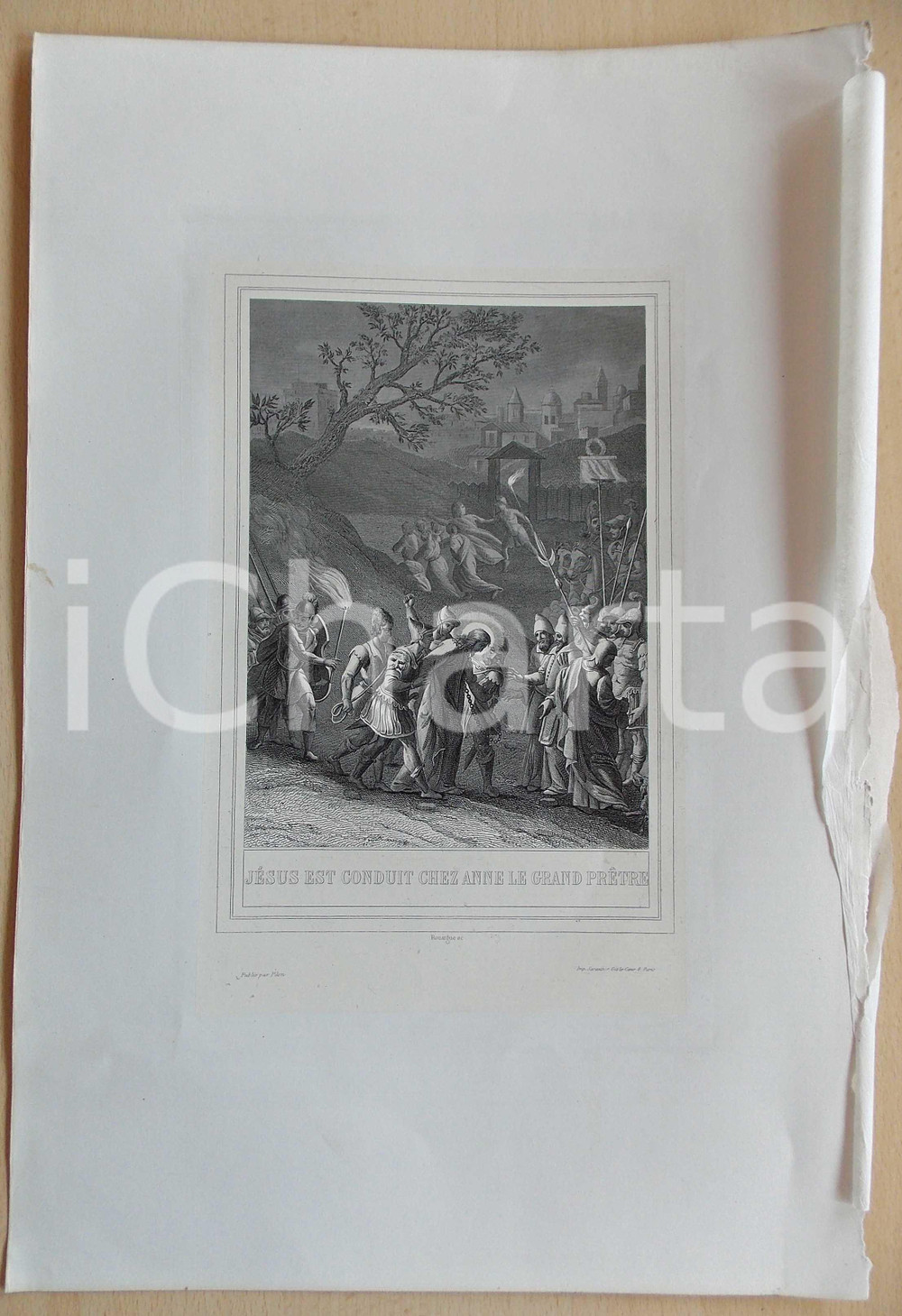 1853 VIE DE N. S. JESUS CHRIST Jésus conduit chez  Anne le grand prêtre *Gravure