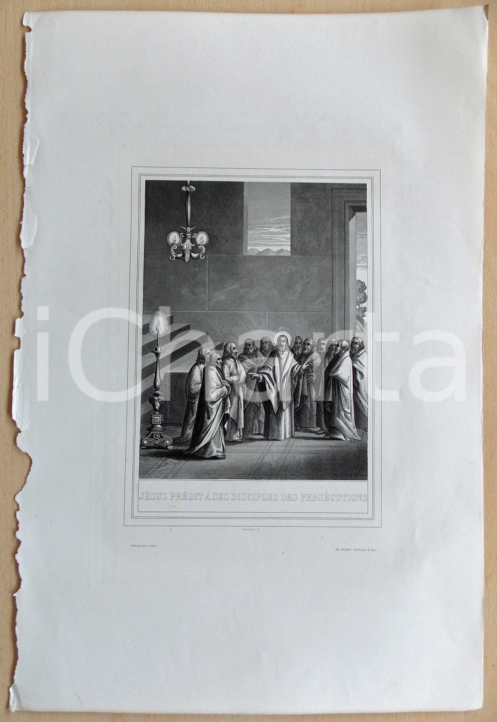 Stampa, bozzetto originale 1853 VIE DE JESUS CHRIST JÃ©sus prÃ©dit Ã  ses disciples des persecutions Gravure 1