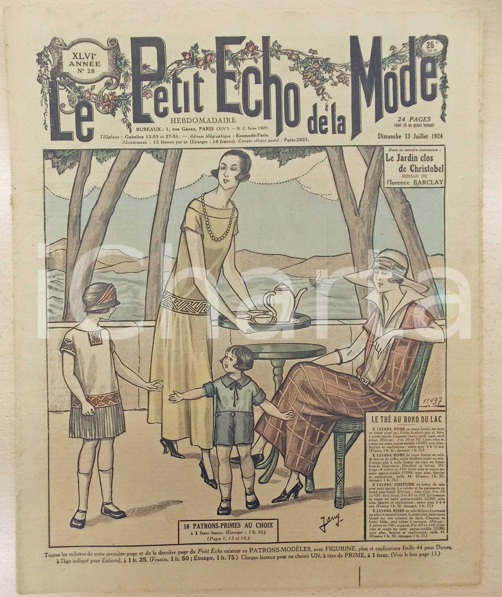 Giornale, rivista storica 1924 PETIT ECHO DE LA MODE ThÃ© au bord du lac Revue VINTAGE annÃ©e XLVI nÂ°28 1