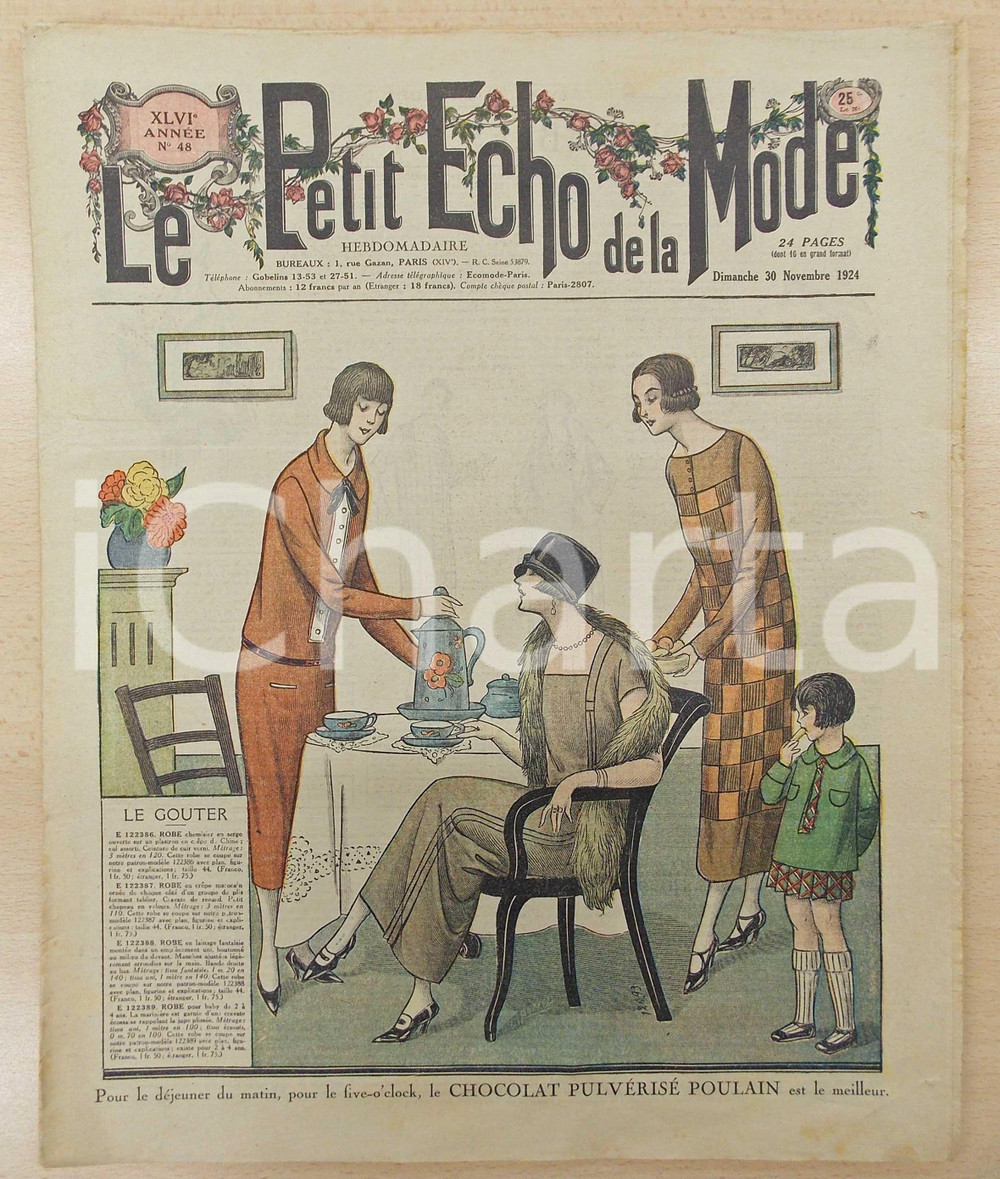 Giornale, rivista storica 1924 PETIT ECHO DE LA MODE Des robes pour le gouter Revue annÃ©e XLVI nÂ°48 1