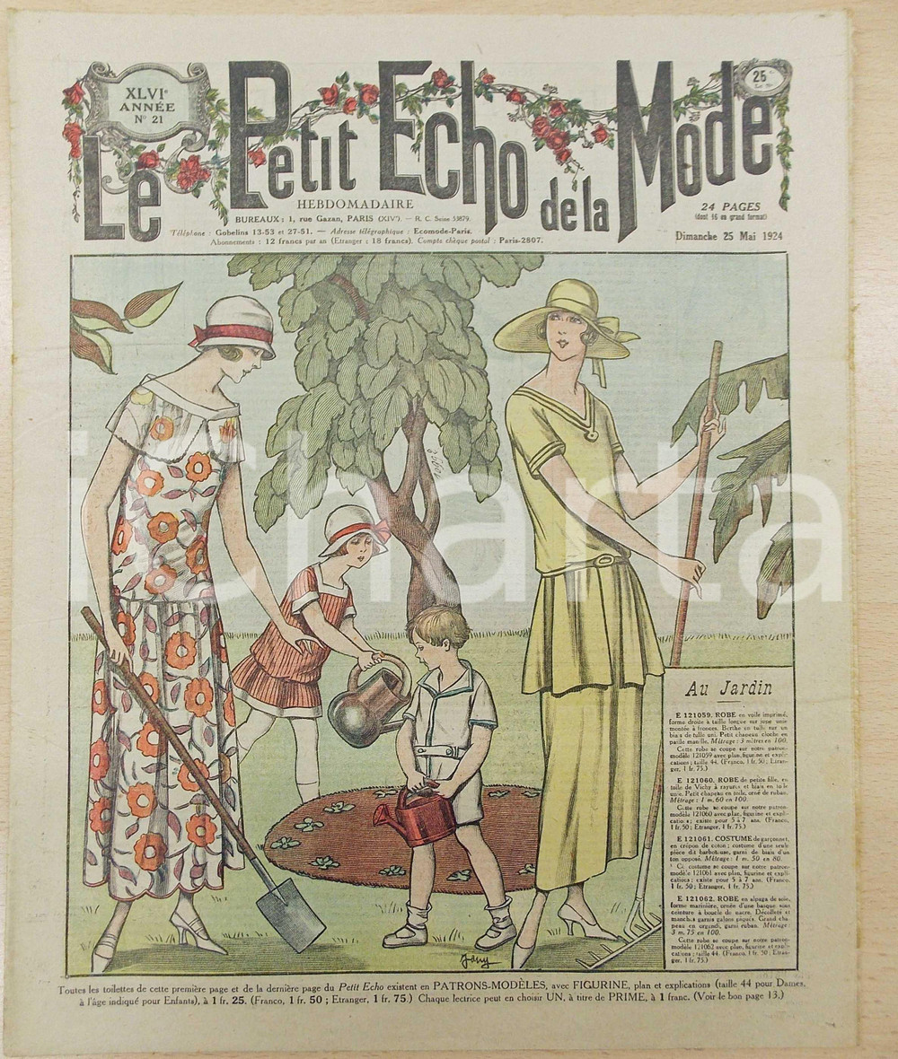 Giornale, rivista storica 1924 PETIT ECHO DE LA MODE Travaux au jardin Revue VINTAGE annÃ©e XLVI nÂ°21 1