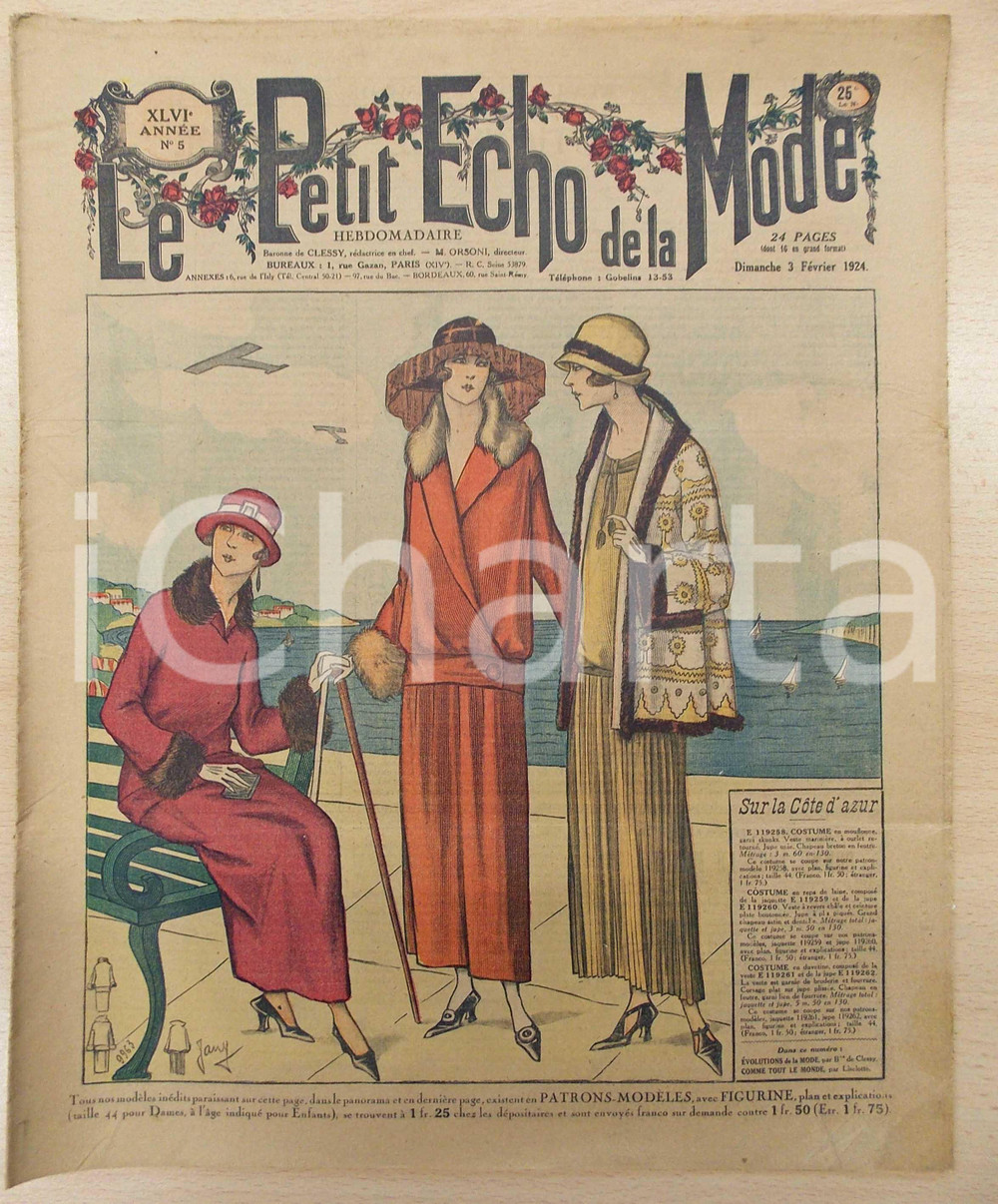 Giornale, rivista storica 1924 PETIT ECHO DE LA MODE Sur la CÃ´te d Azur Revue VINTAGE annÃ©e XLVI nÂ° 5 1