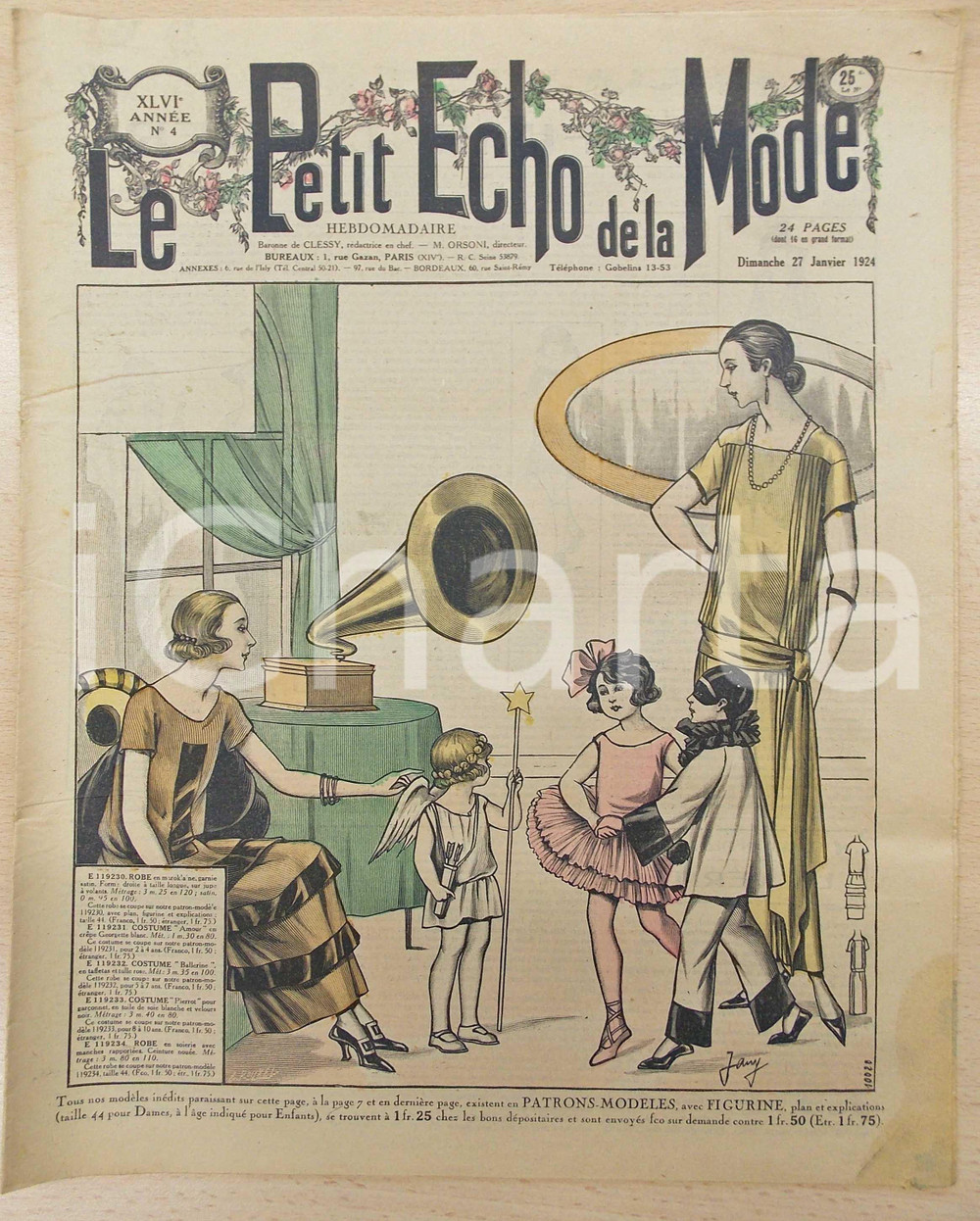Giornale, rivista storica 1924 PETIT ECHO DE LA MODE Costumes pour enfants Revue VINTAGE année XLVI nÂ° 4 1