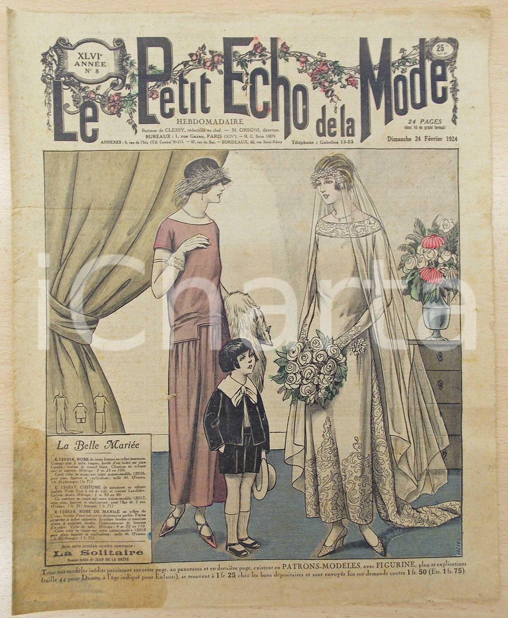 Giornale, rivista storica 1924 PETIT ECHO DE LA MODE Robes de mariee Revue VINTAGE annÃ©e XLVI nÂ°8 1