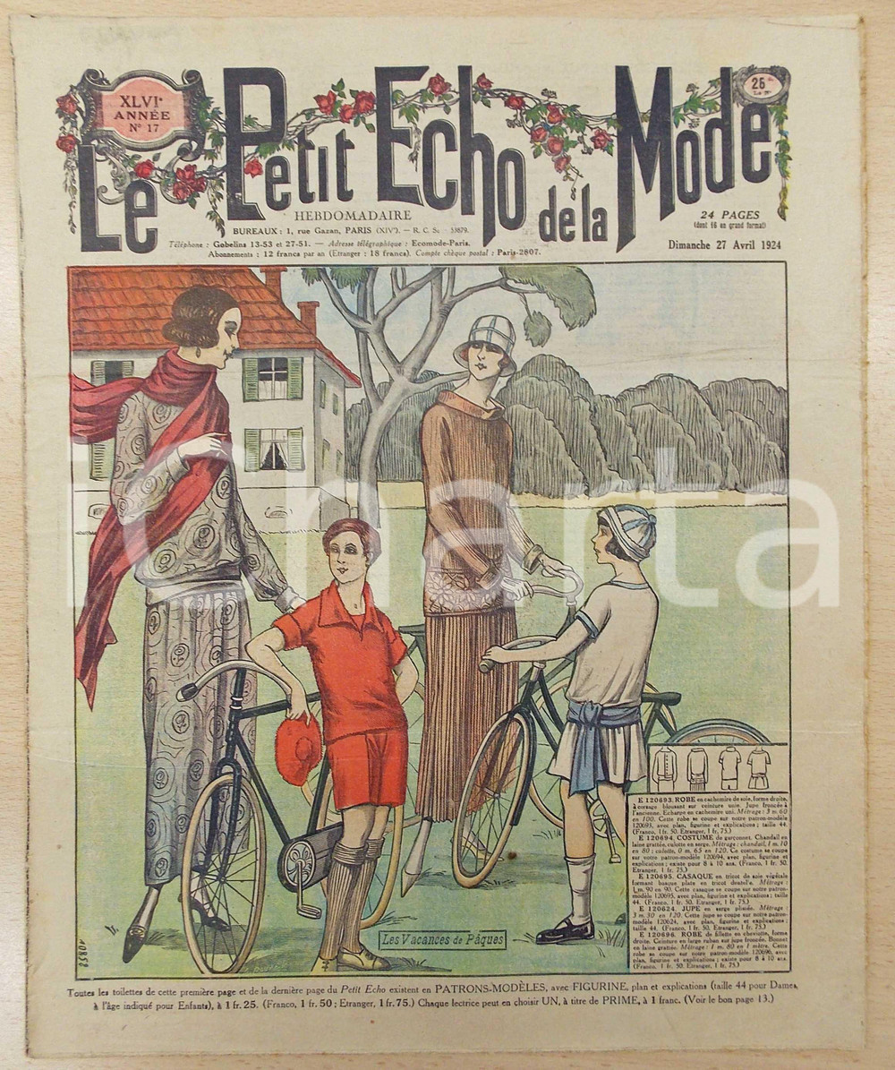Giornale, rivista storica 1924 PETIT ECHO DE LA MODE Vacances de Paques Revue annÃ©e XLVI nÂ°17 1
