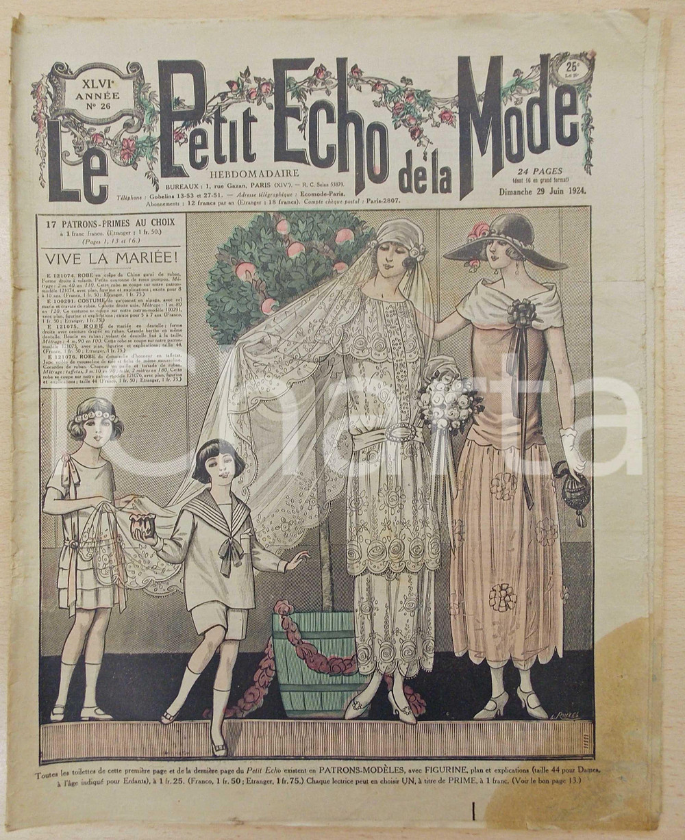 Giornale, rivista storica 1924 PETIT ECHO DE LA MODE Robes de mariee Revue VINTAGE annÃ©e XLVI nÂ°26 1