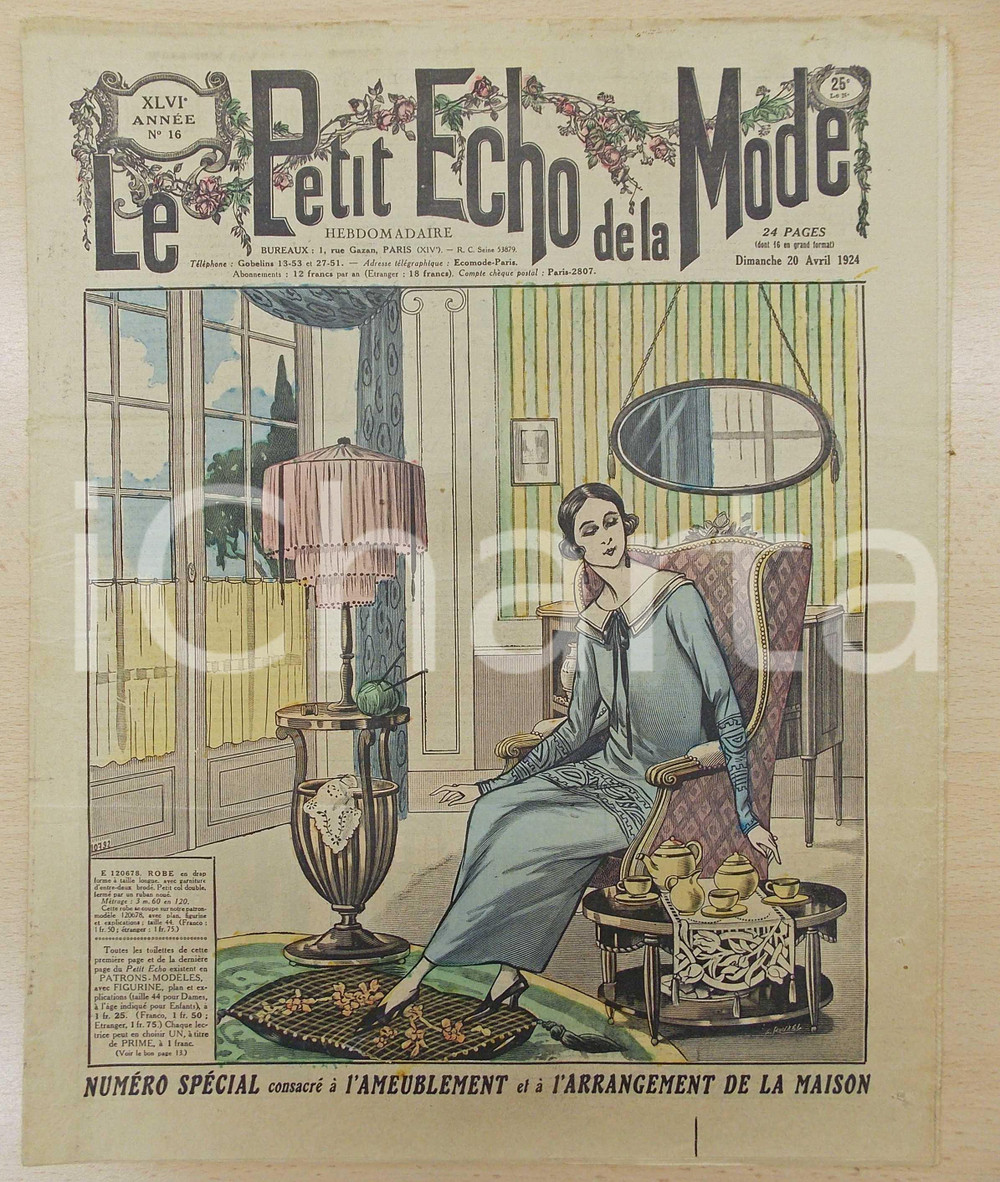 Giornale, rivista storica 1924 PETIT ECHO DE LA MODE Ameublement de la maison Revue annÃ©e XLVI nÂ°16 1