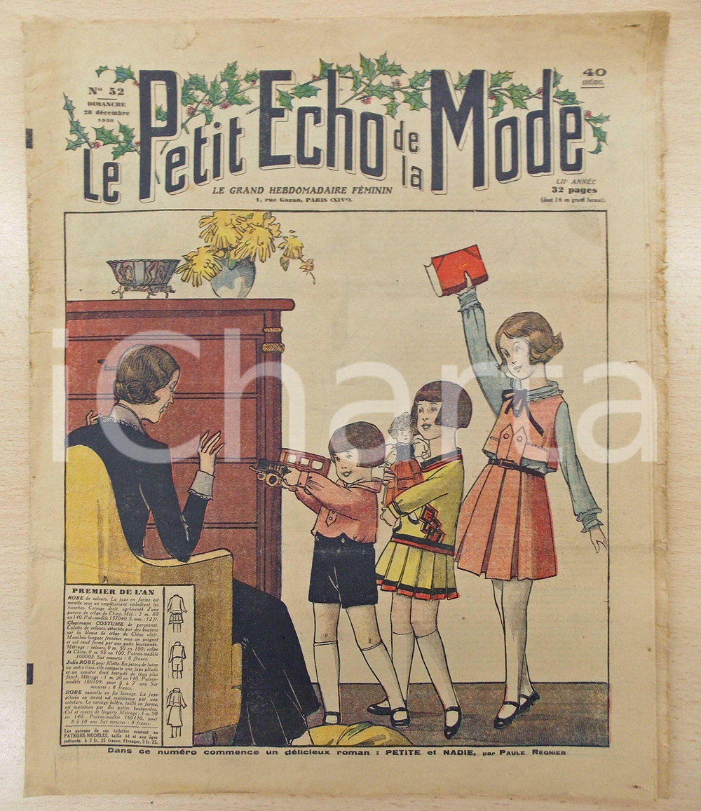 Giornale, rivista storica 1930 PETIT ECHO DE LA MODE Robes pour le premier de l an Revue annÃ©e LII nÂ°52 1