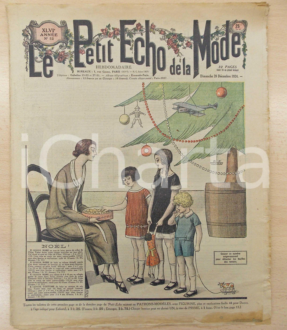 Giornale, rivista storica 1924 PETIT ECHO DE LA MODE Robes pour Noel Revue VINTAGE annÃ©e XLVI nÂ°52 1