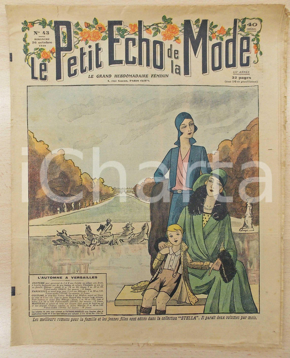 Giornale, rivista storica 1930 PETIT ECHO DE LA MODE Automne à Versailles  Revue VINTAGE annÃ©e LII nÂ°43 1