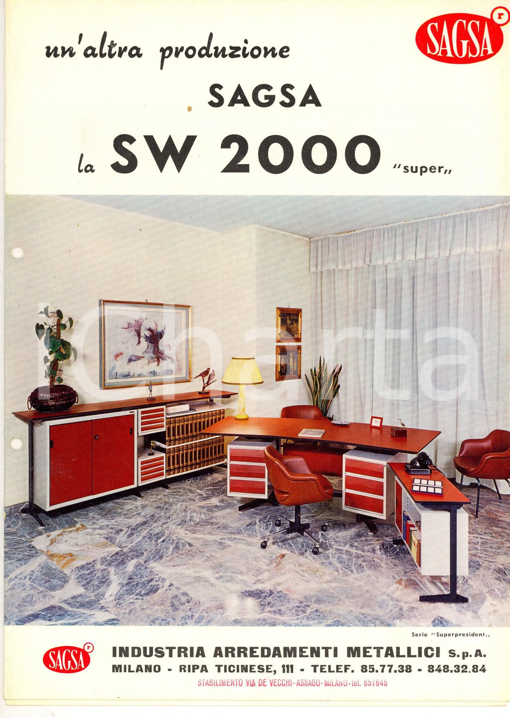 Materiale pubblicitario d’epoca 1966 MILANO Ditta SAGSA Arredamenti metallici Catalogo ILLUSTRATO SW 2000 1