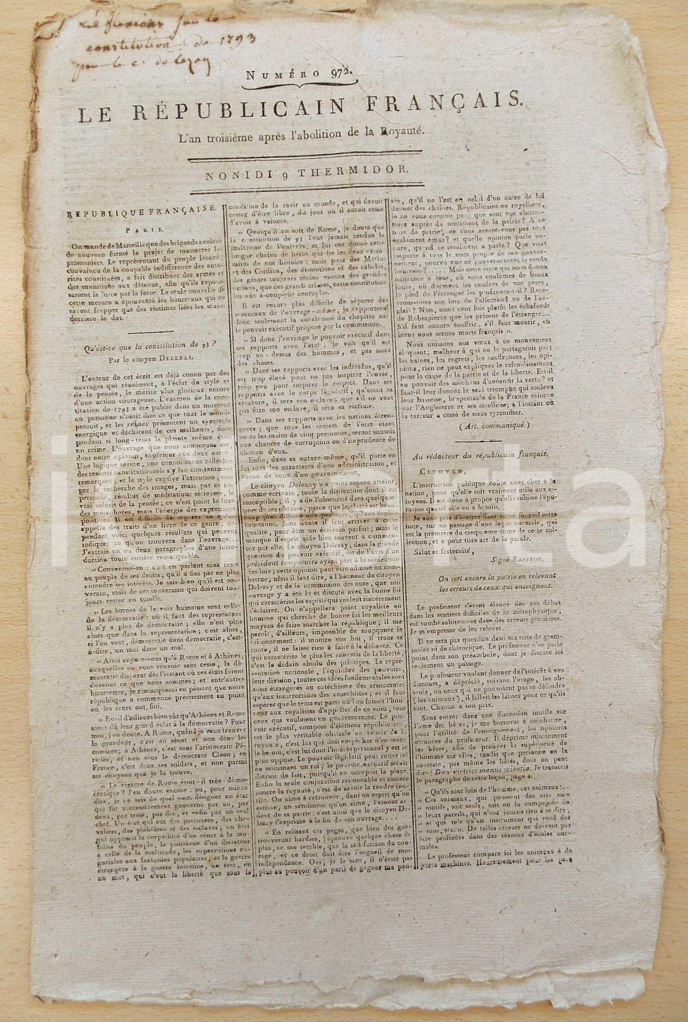 Giornale, rivista storica 1795 LE REPUBLICAIN FRANCAIS Gazette REVOLUTION NÂ° 972 ArmÃ©e navale Ã  FREJUS 1