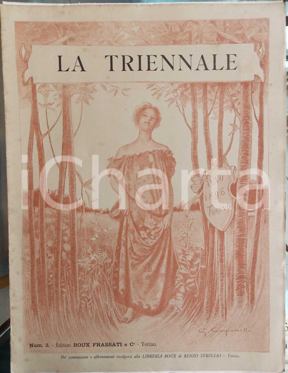 Giornale, rivista storica 1896 TORINO LA TRIENNALE Giornale d arte nÂ° 2 Stampa Giacomo GROSSO Nuda 1