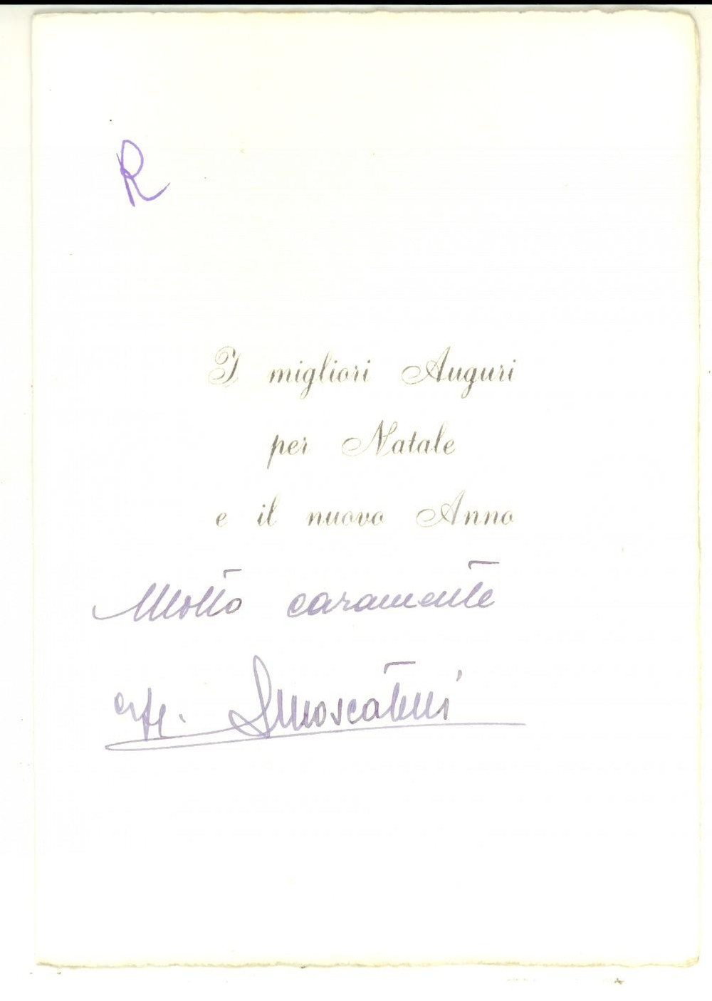 Autografo originale 1970 ca Comando Divisione Corazzata CENTAURO Biglietto gen. Arvedo MOSCATELLI 1