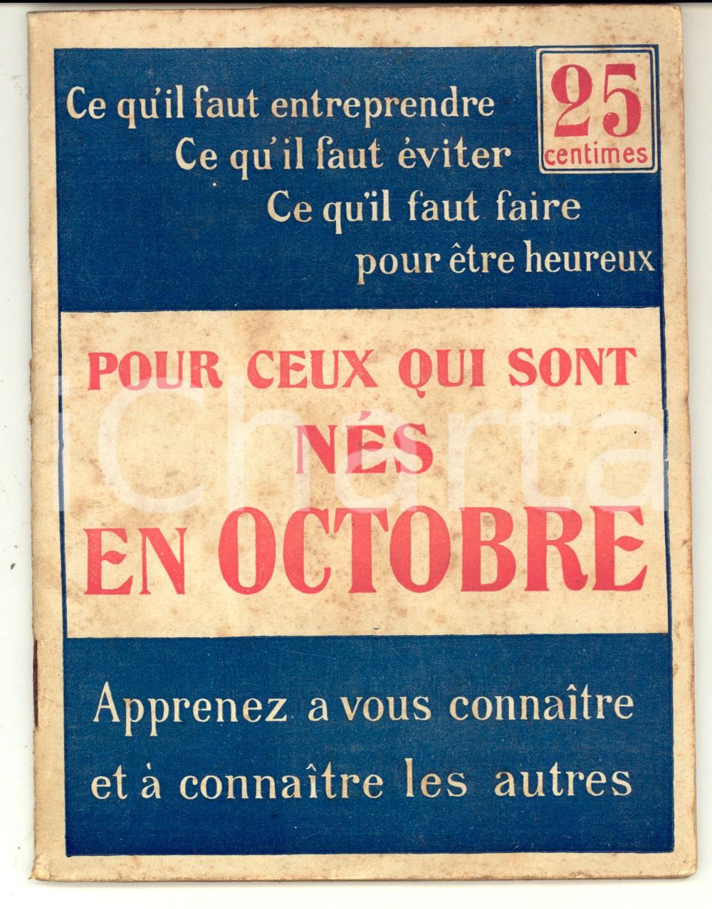 Libro, pubblicazione d epoca 1950 ca ASTROLOGIE Pour ceux qui sont nÃ©s en octobre Publication 44 p. 1